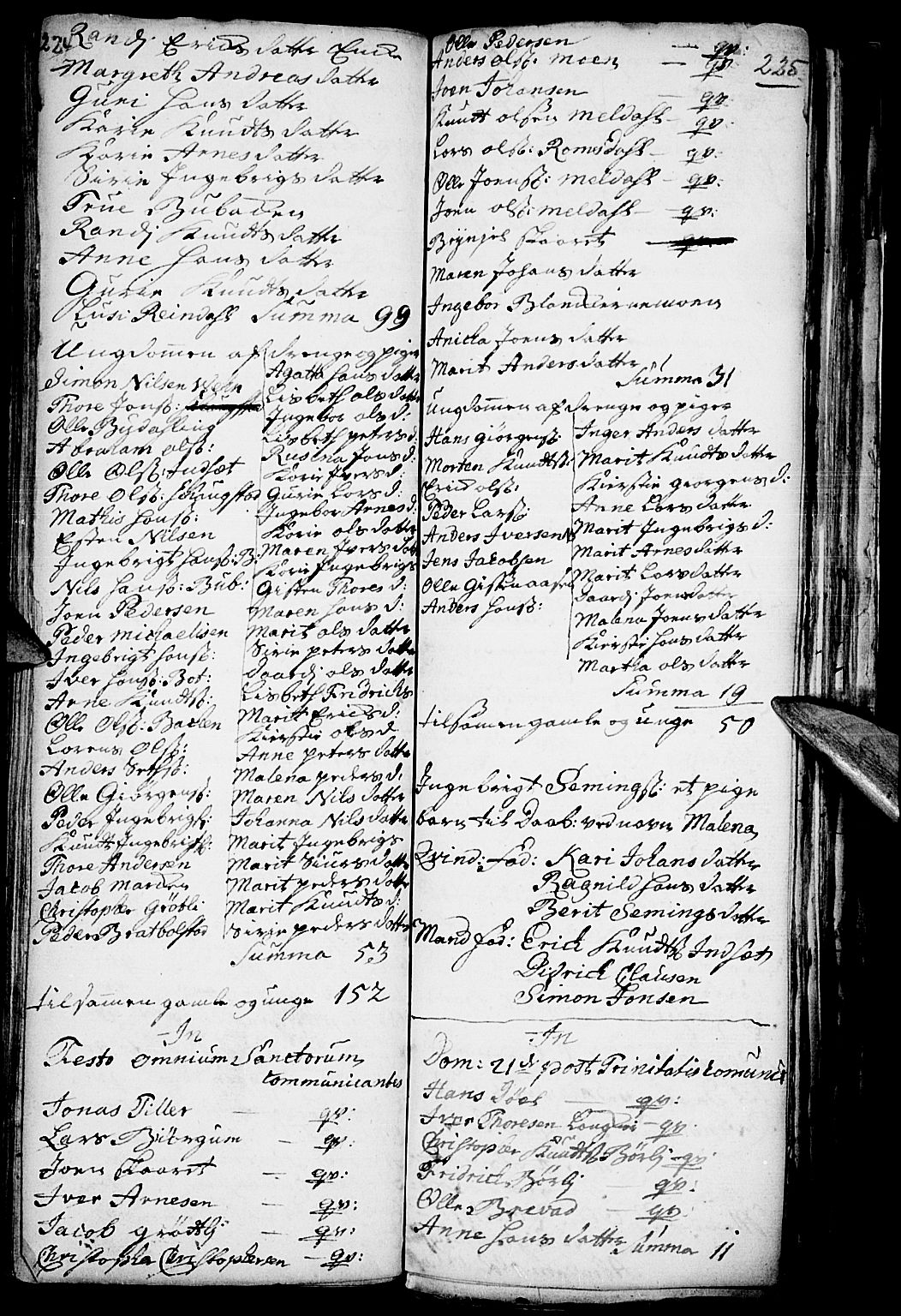 Kvikne prestekontor, SAH/PREST-064/H/Ha/Haa/L0001: Parish register (official) no. 1, 1740-1756, p. 224-225