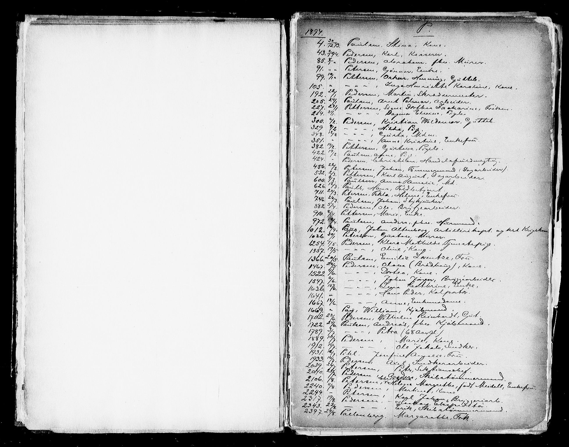 Oslo skifterett, AV/SAO-A-10383/F/Fa/Faa/L0001: Navneregister, 1894-1899