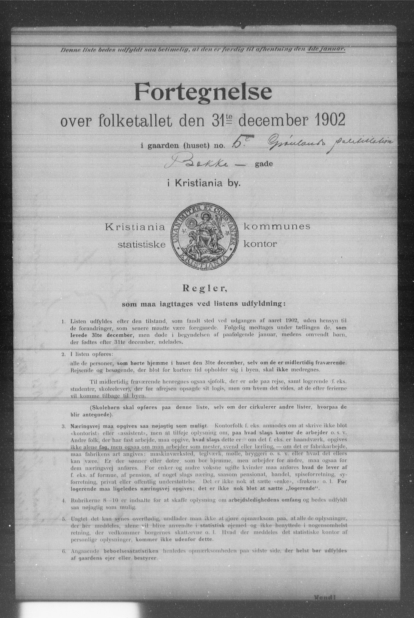 OBA, Municipal Census 1902 for Kristiania, 1902, p. 2203