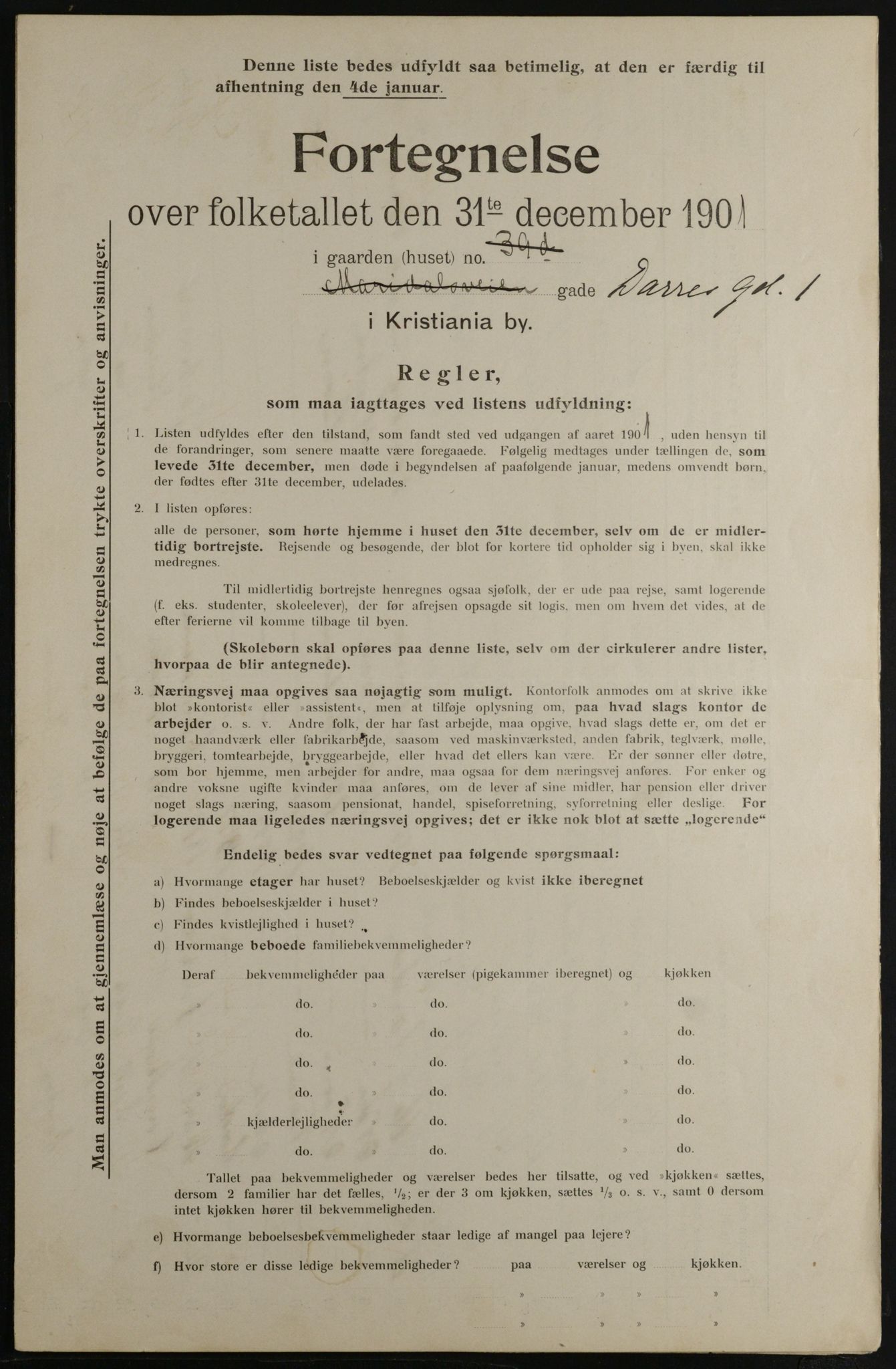 OBA, Municipal Census 1901 for Kristiania, 1901, p. 2493