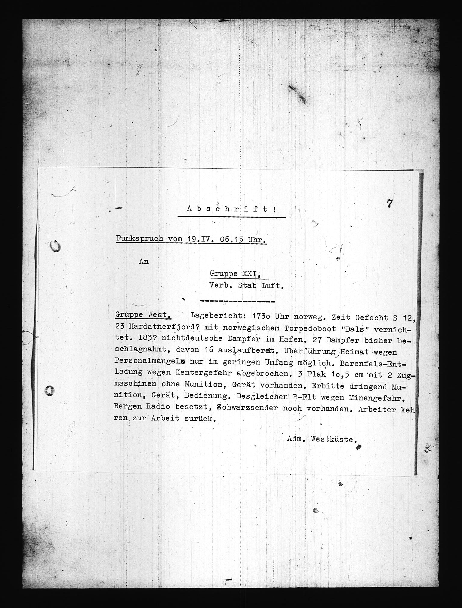 Documents Section, AV/RA-RAFA-2200/V/L0076: Amerikansk mikrofilm "Captured German Documents".
Box No. 715.  FKA jnr. 619/1954., 1940, p. 650