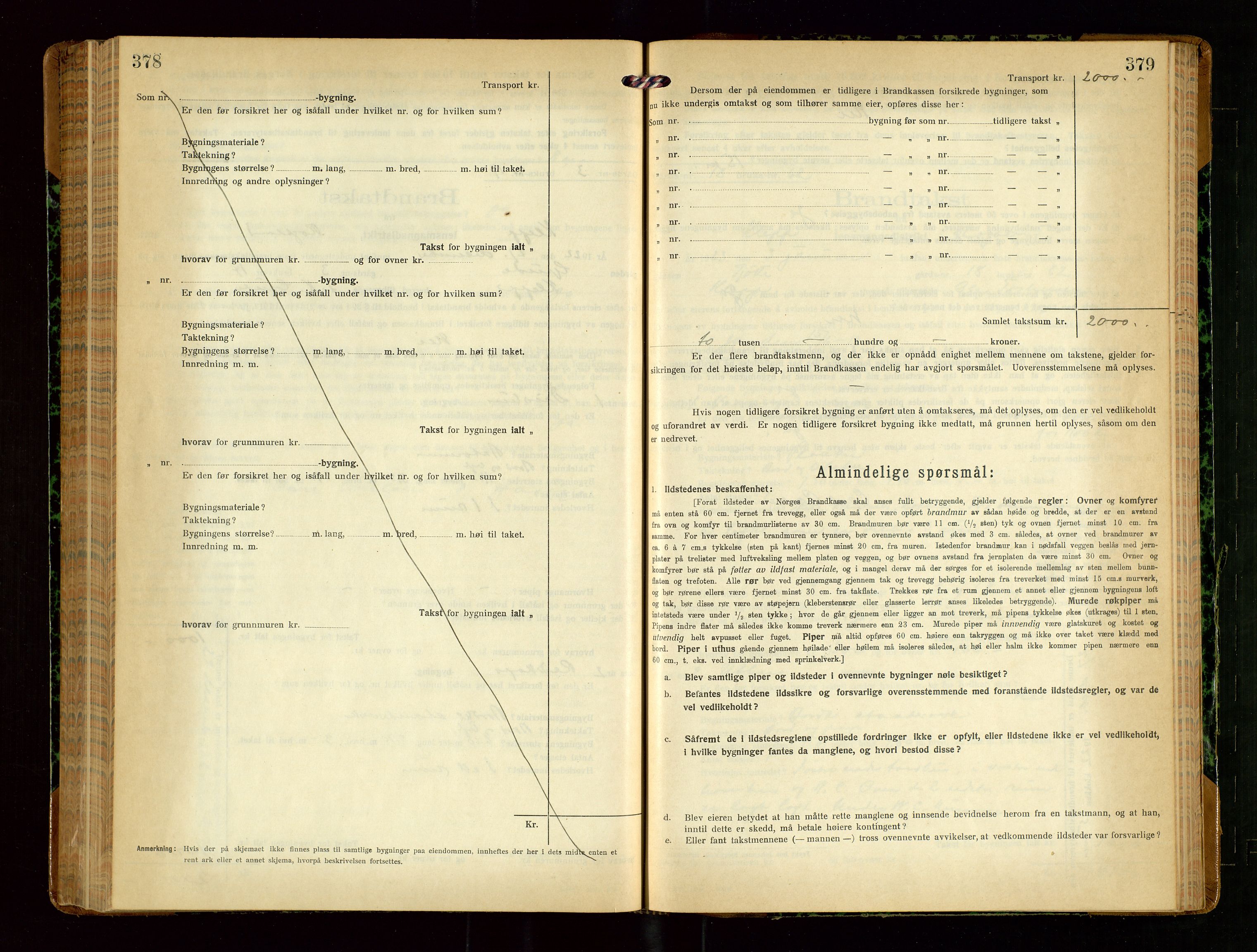 Klepp lensmannskontor, SAST/A-100163/Goc/L0010: "Brandtakstprotokoll" m/register, 1919-1924, p. 378-379