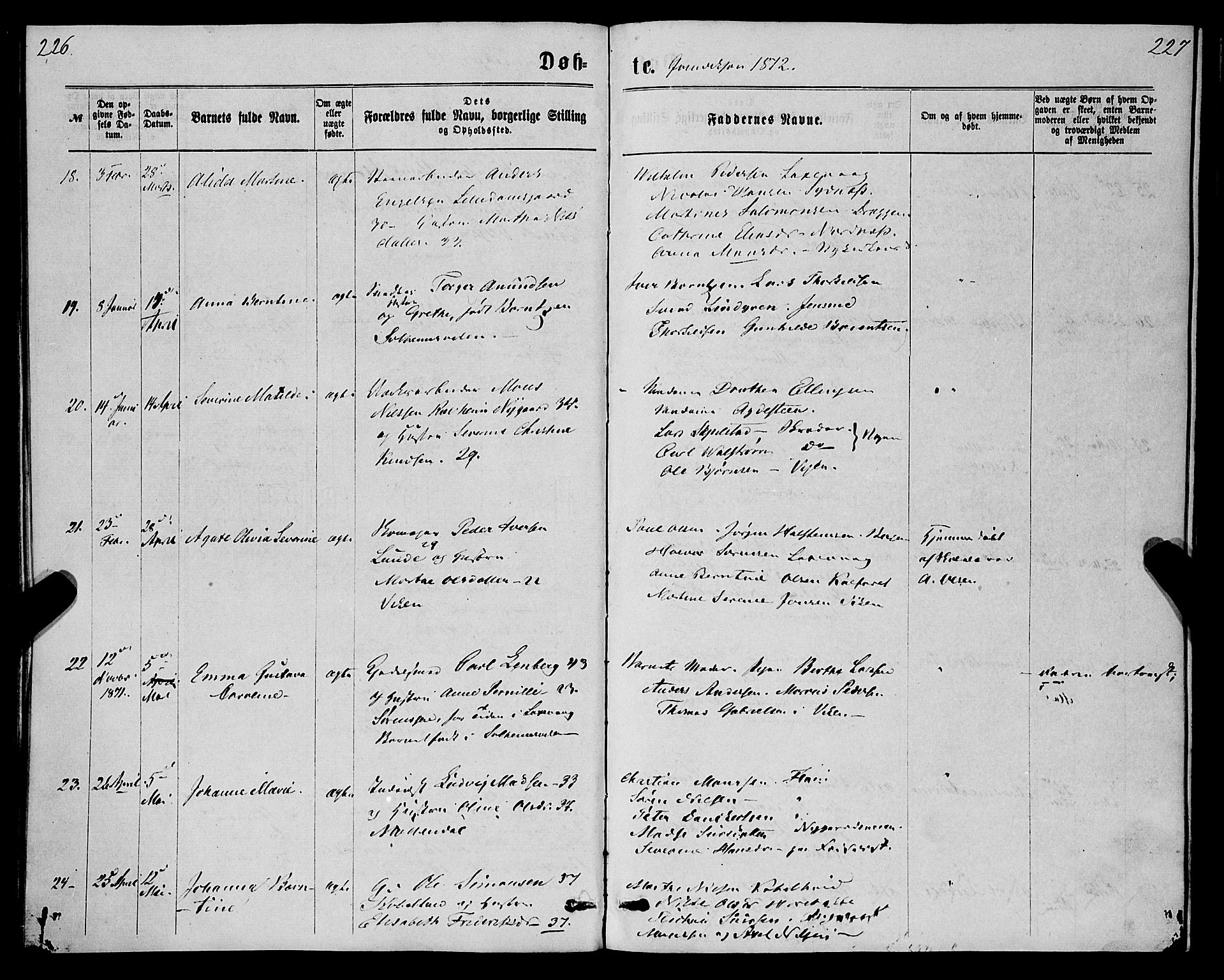 St. Jørgens hospital og Årstad sokneprestembete, AV/SAB-A-99934: Parish register (official) no. A 6, 1870-1878, p. 226-227