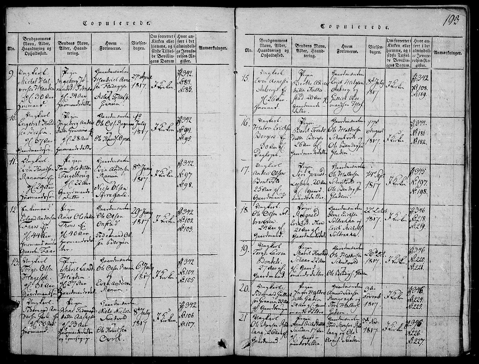 Nord-Aurdal prestekontor, SAH/PREST-132/H/Ha/Haa/L0002: Parish register (official) no. 2, 1816-1828, p. 193