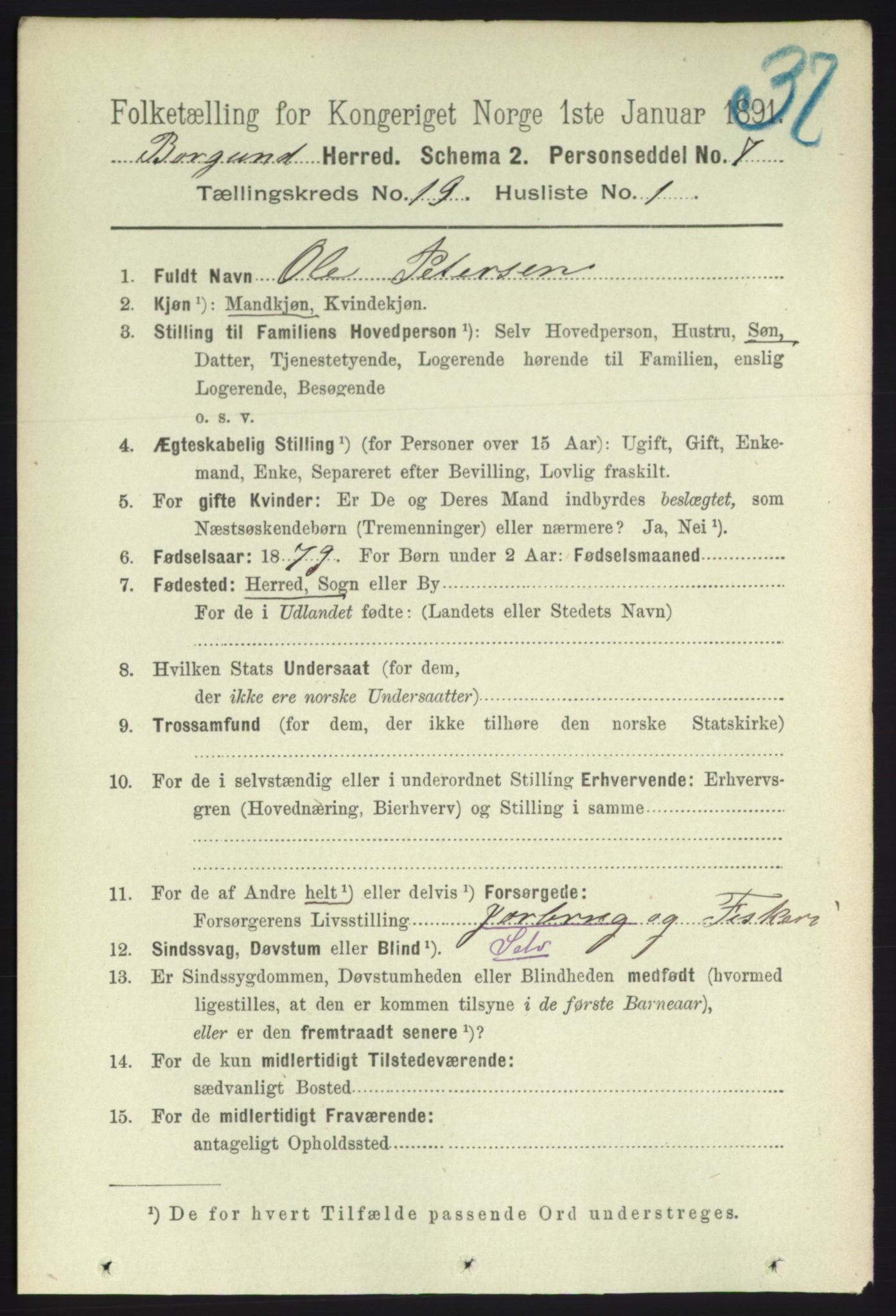 RA, 1891 census for 1531 Borgund, 1891, p. 5971