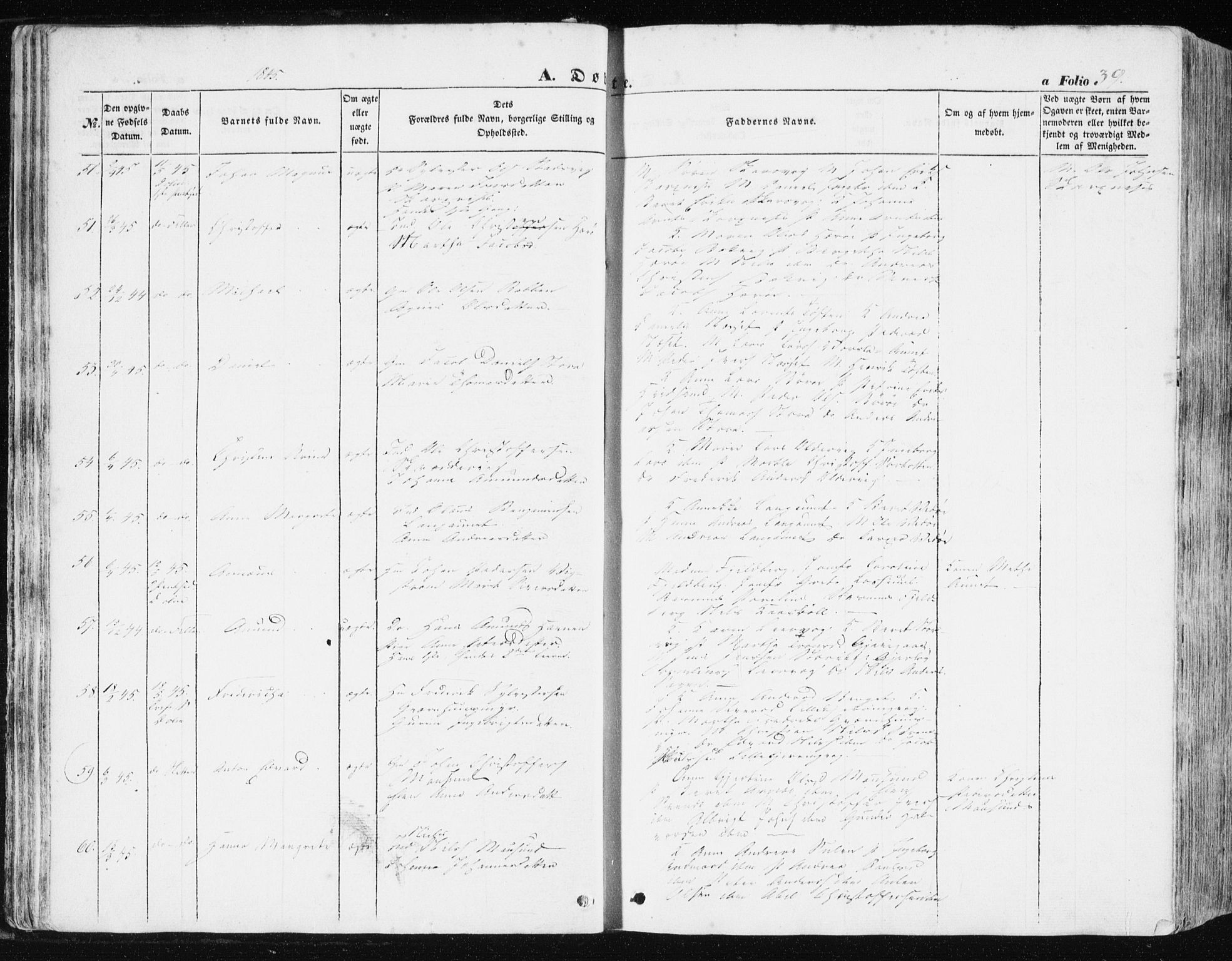 Ministerialprotokoller, klokkerbøker og fødselsregistre - Sør-Trøndelag, AV/SAT-A-1456/634/L0529: Parish register (official) no. 634A05, 1843-1851, p. 39