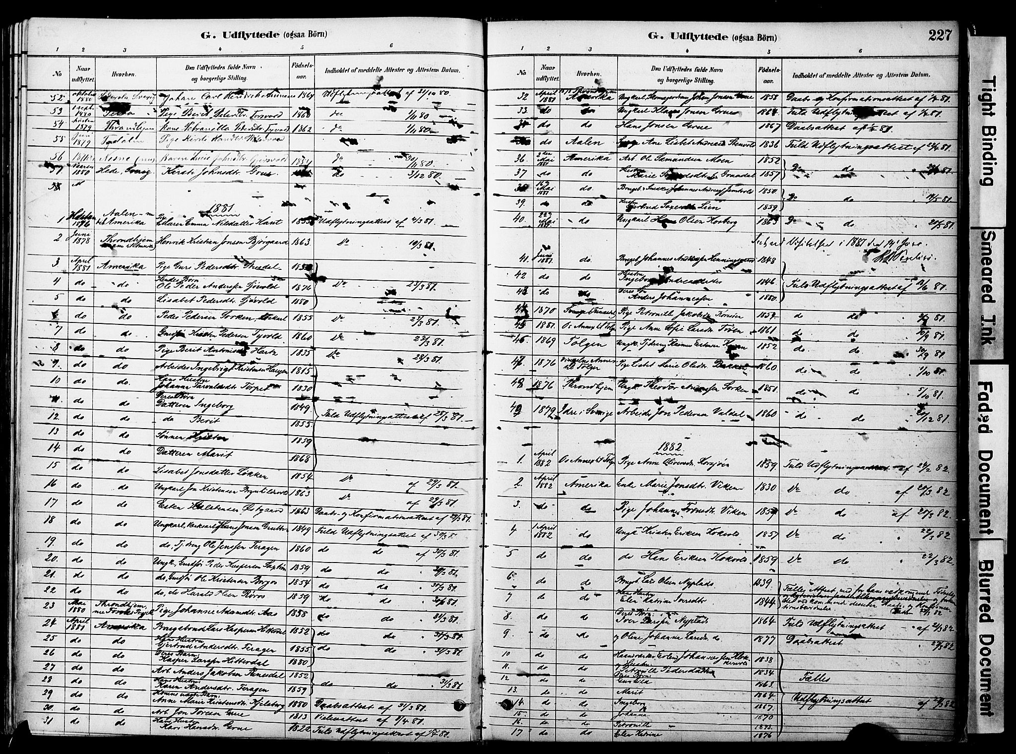 Ministerialprotokoller, klokkerbøker og fødselsregistre - Sør-Trøndelag, SAT/A-1456/681/L0933: Parish register (official) no. 681A11, 1879-1890, p. 227