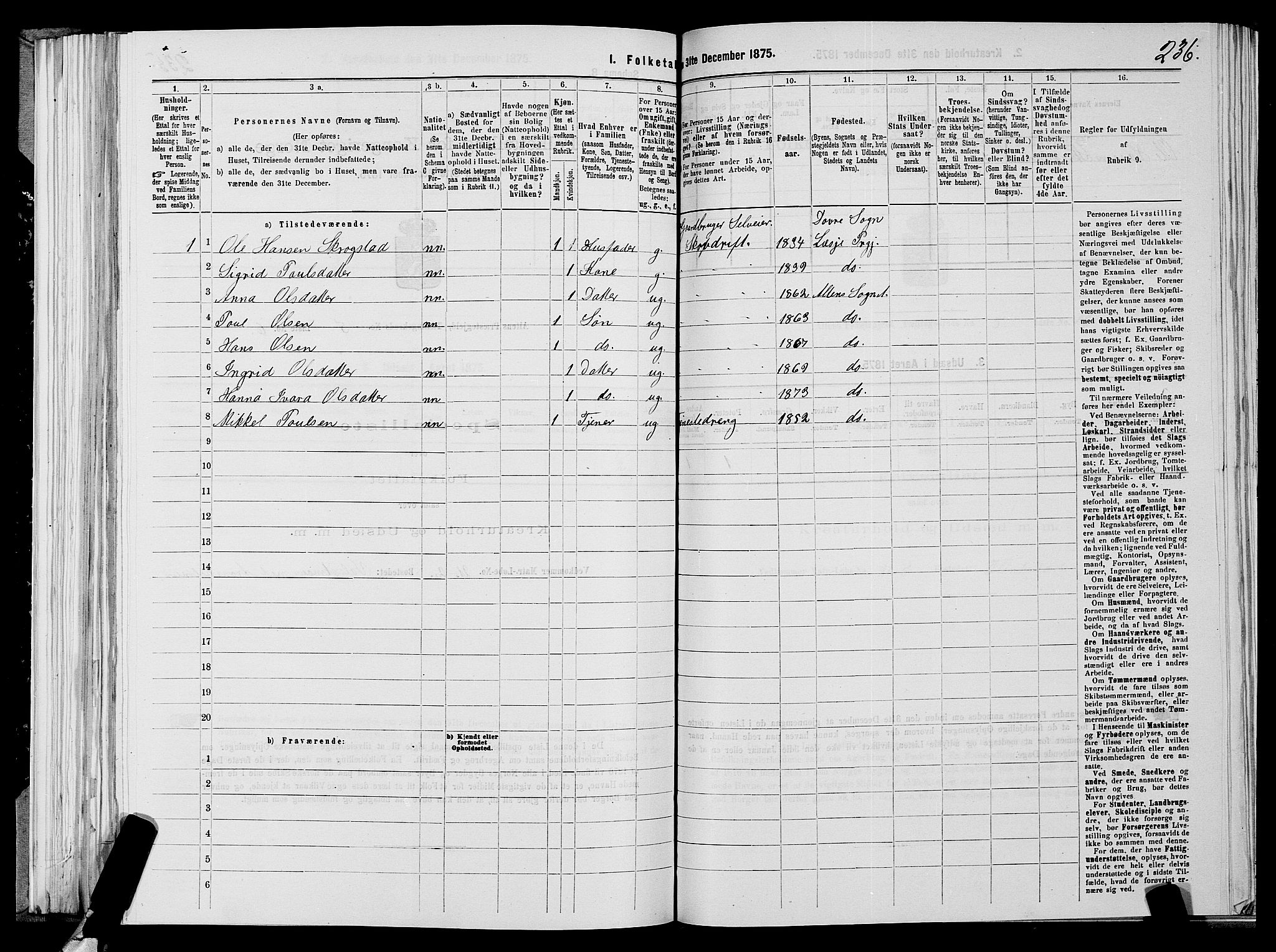 SATØ, 1875 census for 2012P Alta, 1875, p. 2236