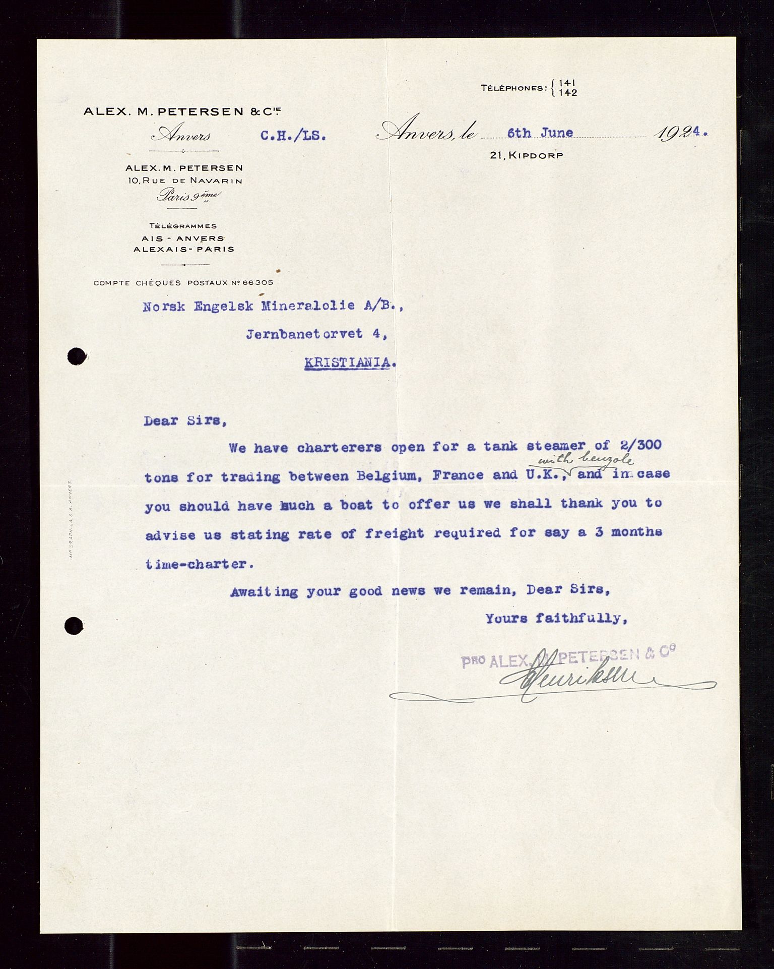 Pa 1521 - A/S Norske Shell, SAST/A-101915/E/Ea/Eaa/L0013: Sjefskorrespondanse, 1924, p. 82