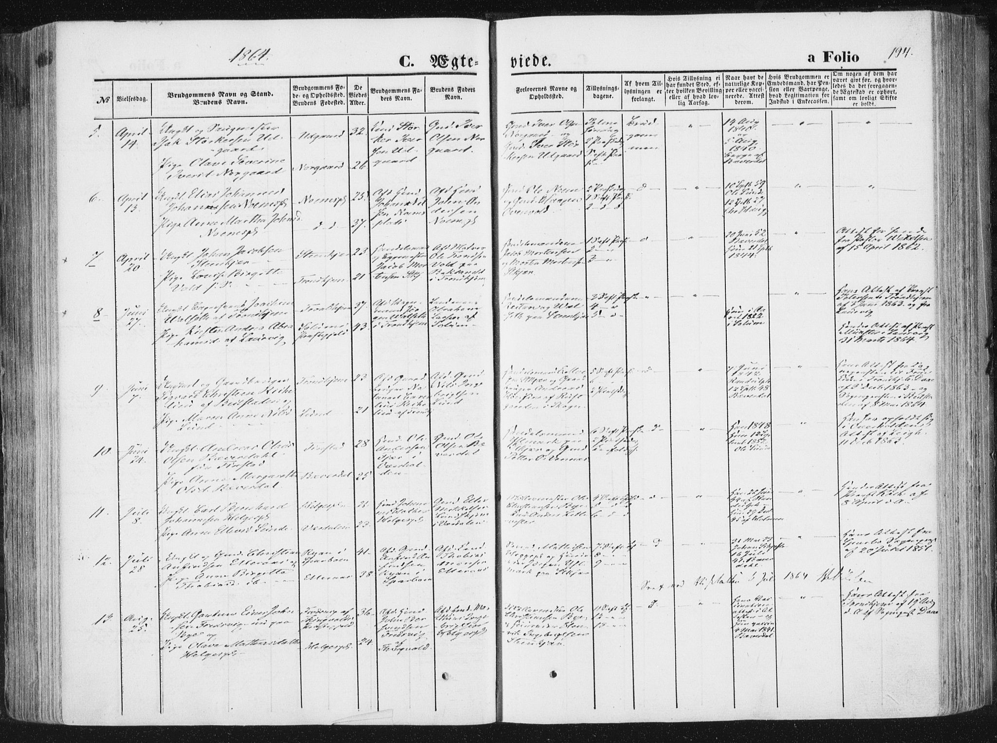 Ministerialprotokoller, klokkerbøker og fødselsregistre - Nord-Trøndelag, SAT/A-1458/746/L0447: Parish register (official) no. 746A06, 1860-1877, p. 194