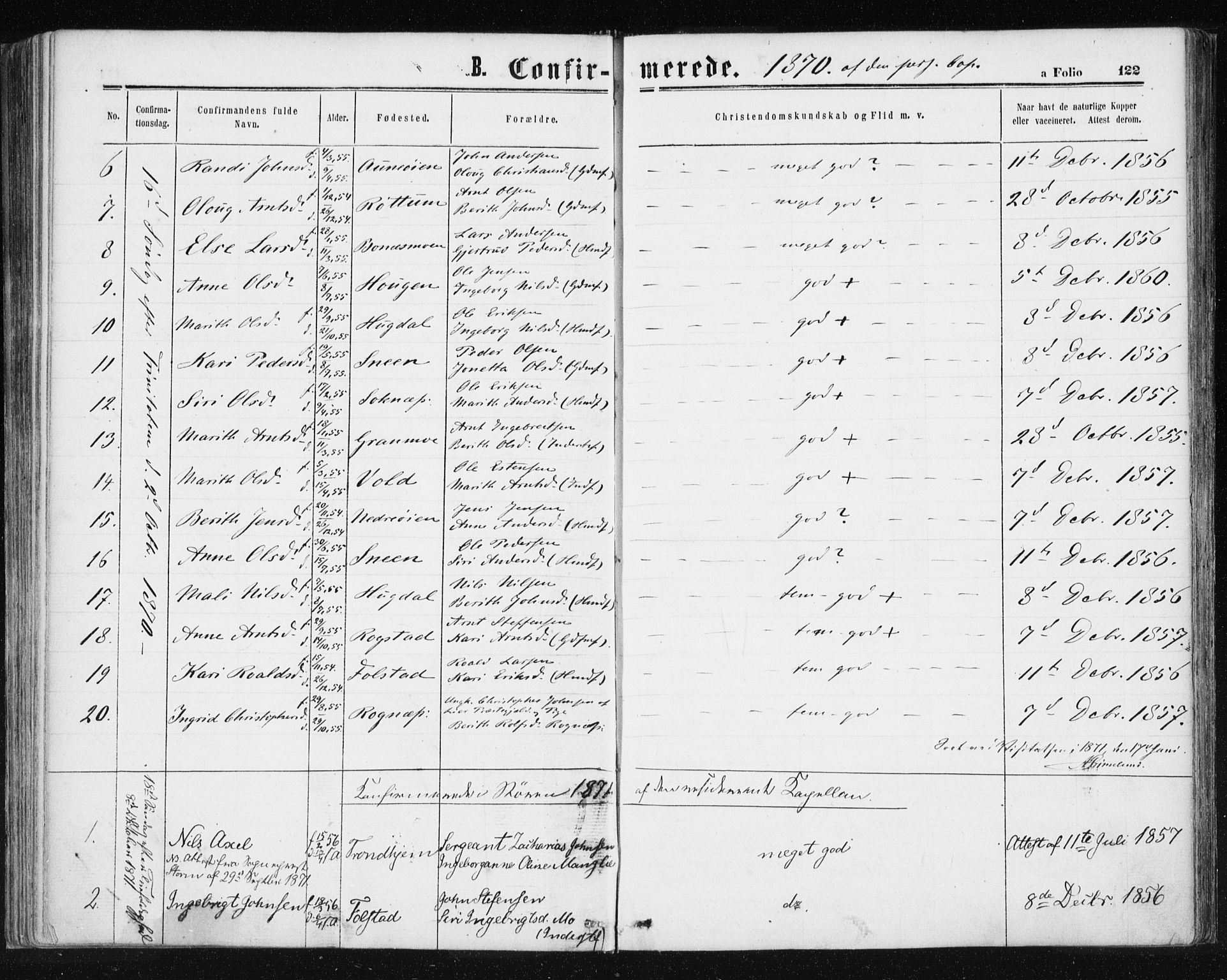 Ministerialprotokoller, klokkerbøker og fødselsregistre - Sør-Trøndelag, SAT/A-1456/687/L1001: Parish register (official) no. 687A07, 1863-1878, p. 122