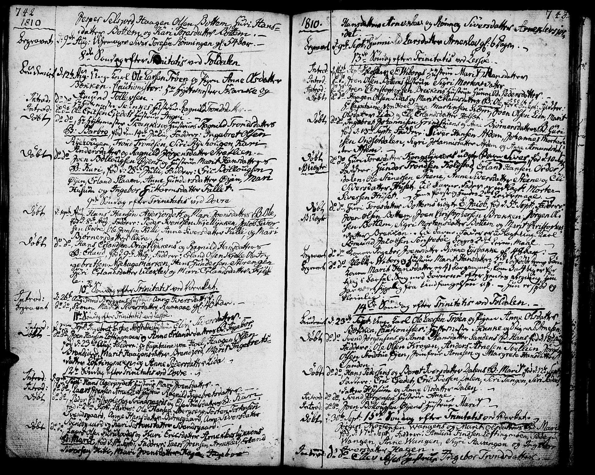Lesja prestekontor, AV/SAH-PREST-068/H/Ha/Haa/L0003: Parish register (official) no. 3, 1777-1819, p. 742-743