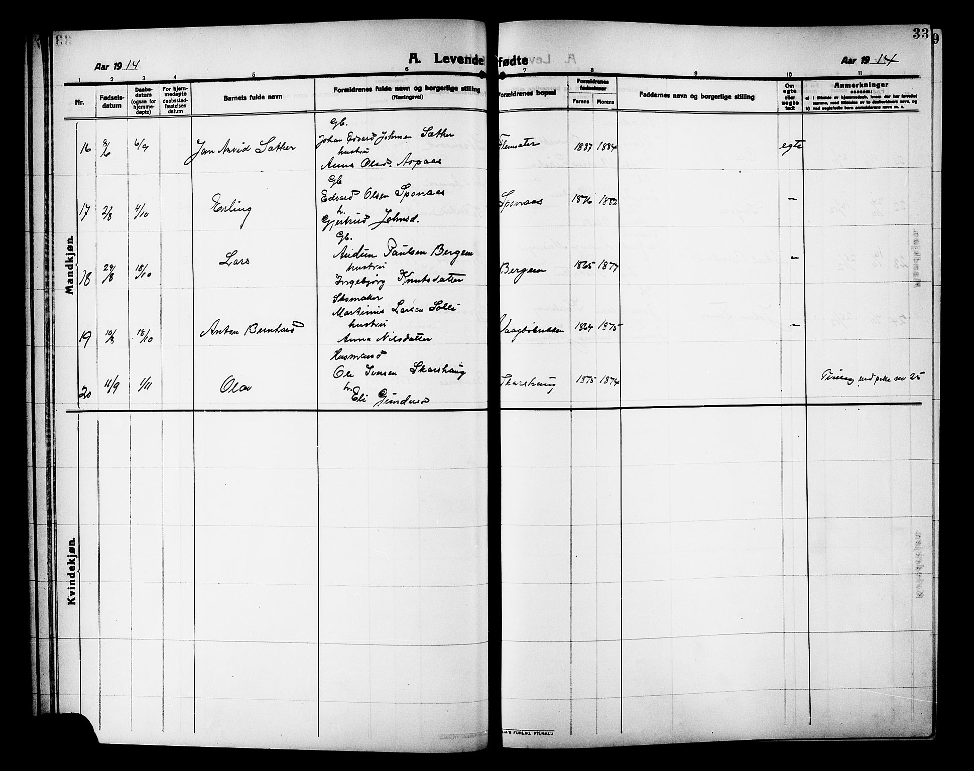 Ministerialprotokoller, klokkerbøker og fødselsregistre - Møre og Romsdal, AV/SAT-A-1454/586/L0993: Parish register (copy) no. 586C04, 1910-1918, p. 33