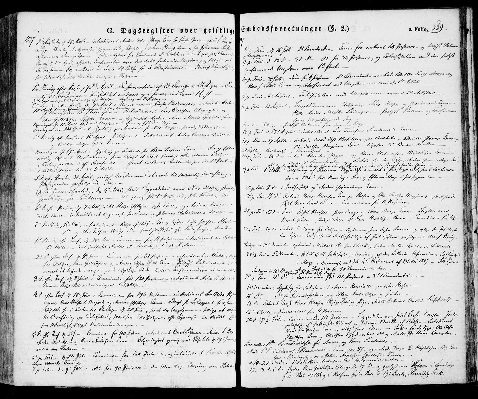 Tjølling kirkebøker, AV/SAKO-A-60/F/Fa/L0006: Parish register (official) no. 6, 1835-1859, p. 559