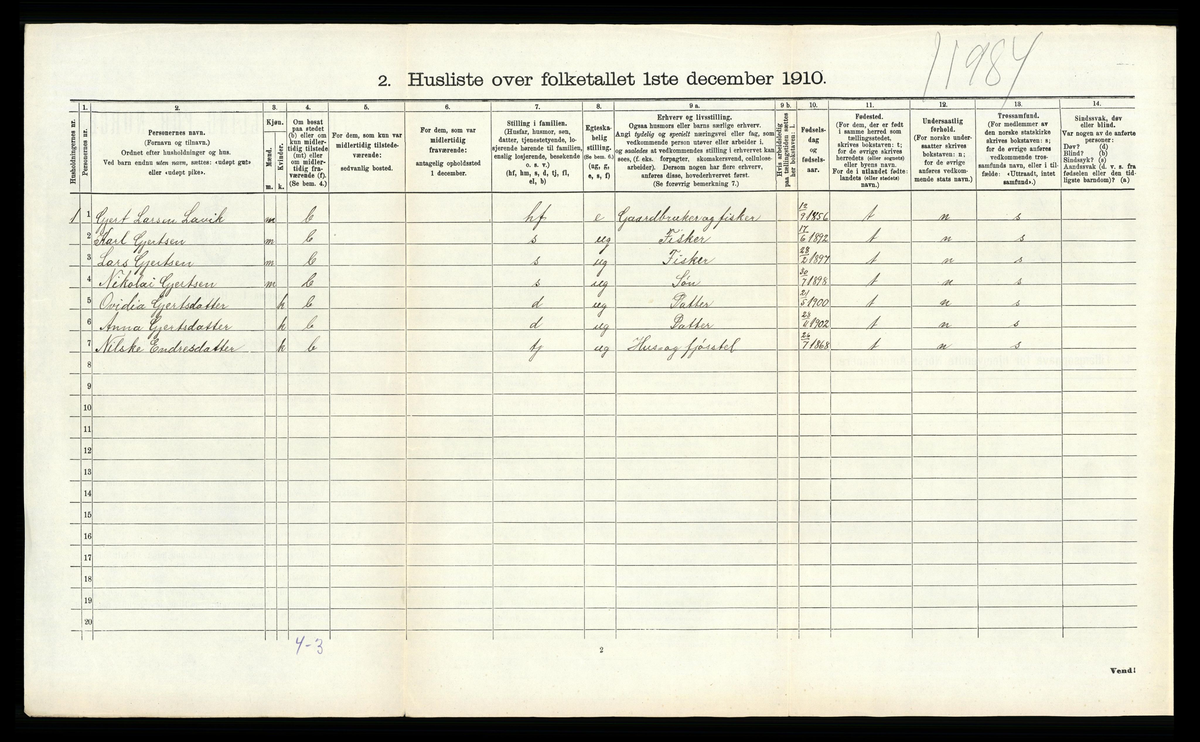 RA, 1910 census for Askøy, 1910, p. 407