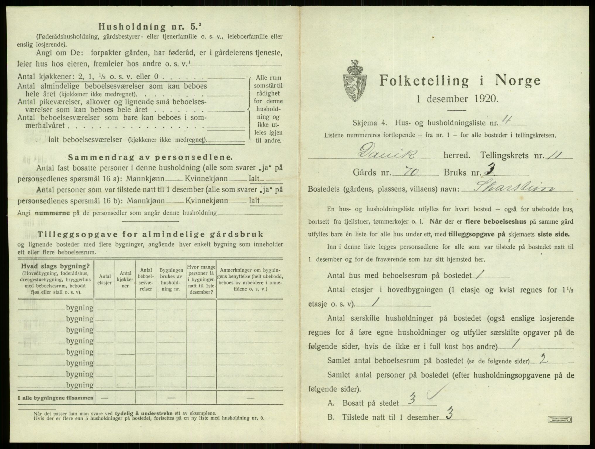 SAB, 1920 census for Davik, 1920, p. 738