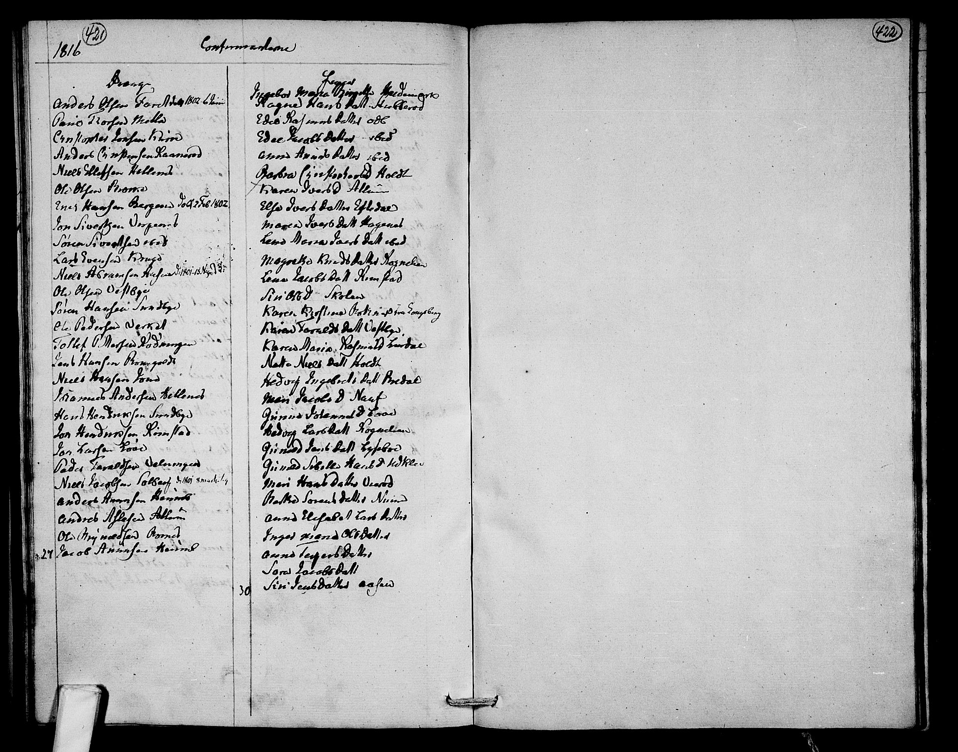 Hedrum kirkebøker, AV/SAKO-A-344/F/Fa/L0003: Parish register (official) no. I 3, 1807-1816, p. 421-422