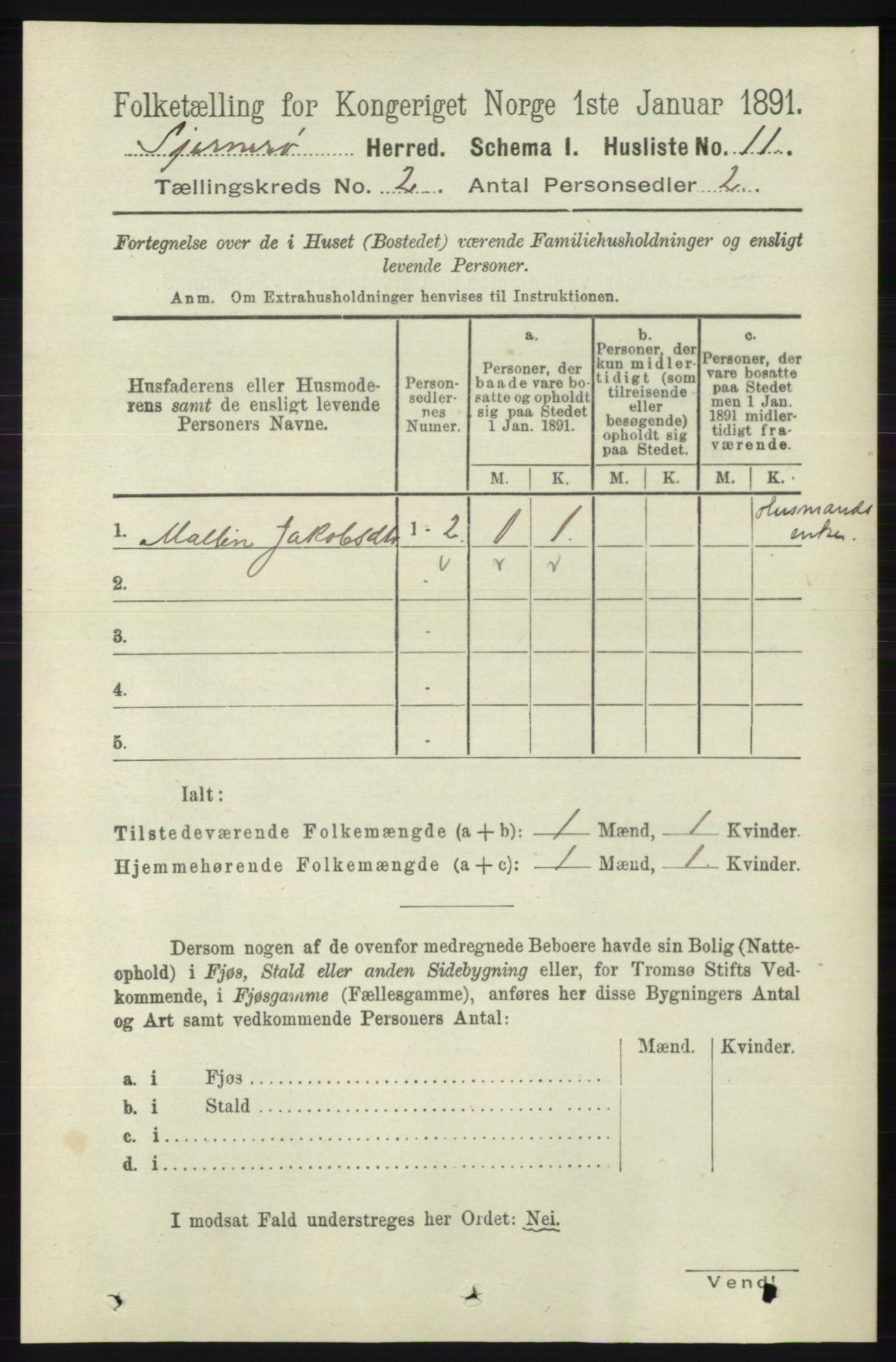 RA, 1891 census for 1140 Sjernarøy, 1891, p. 231