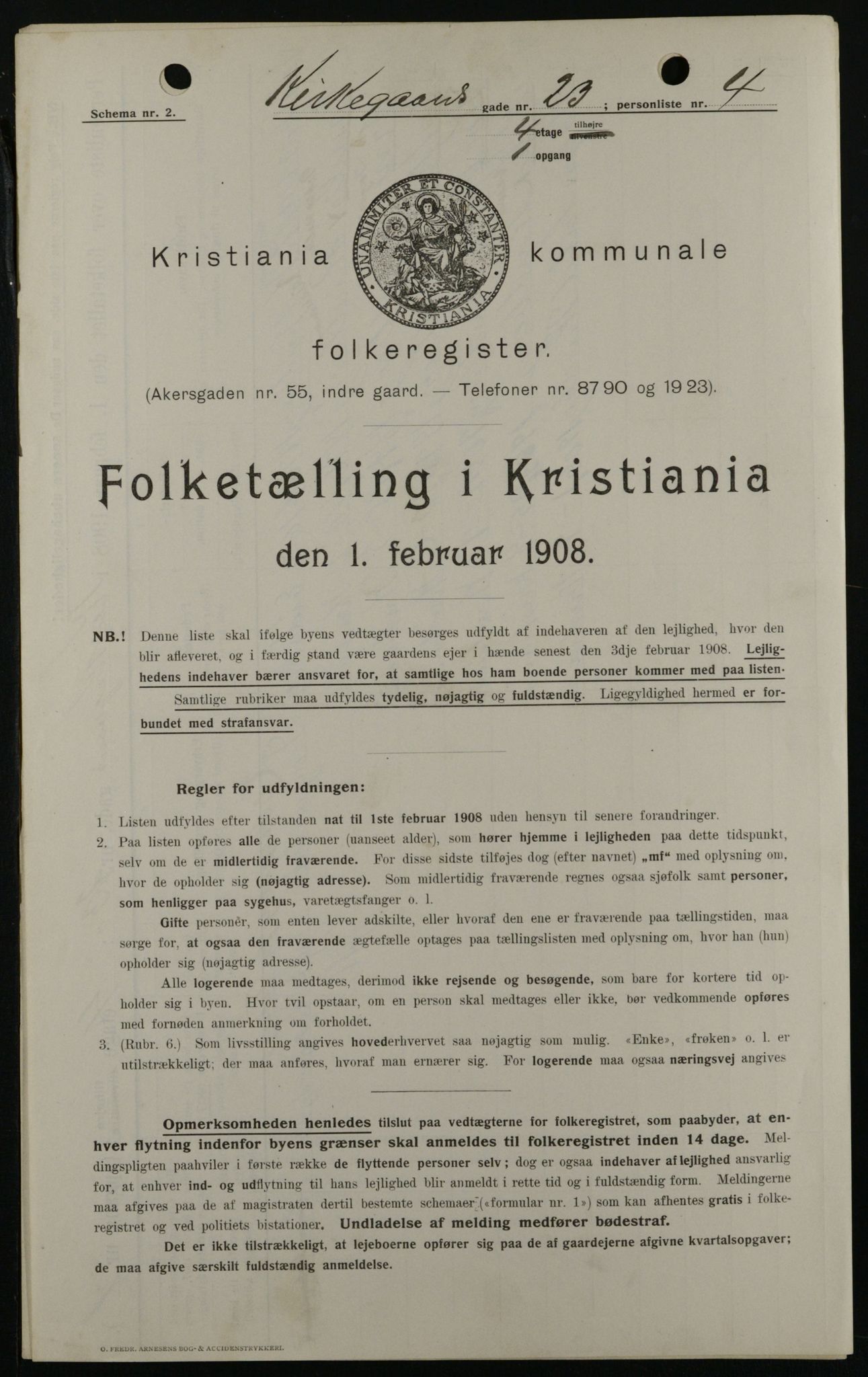 OBA, Municipal Census 1908 for Kristiania, 1908, p. 45576