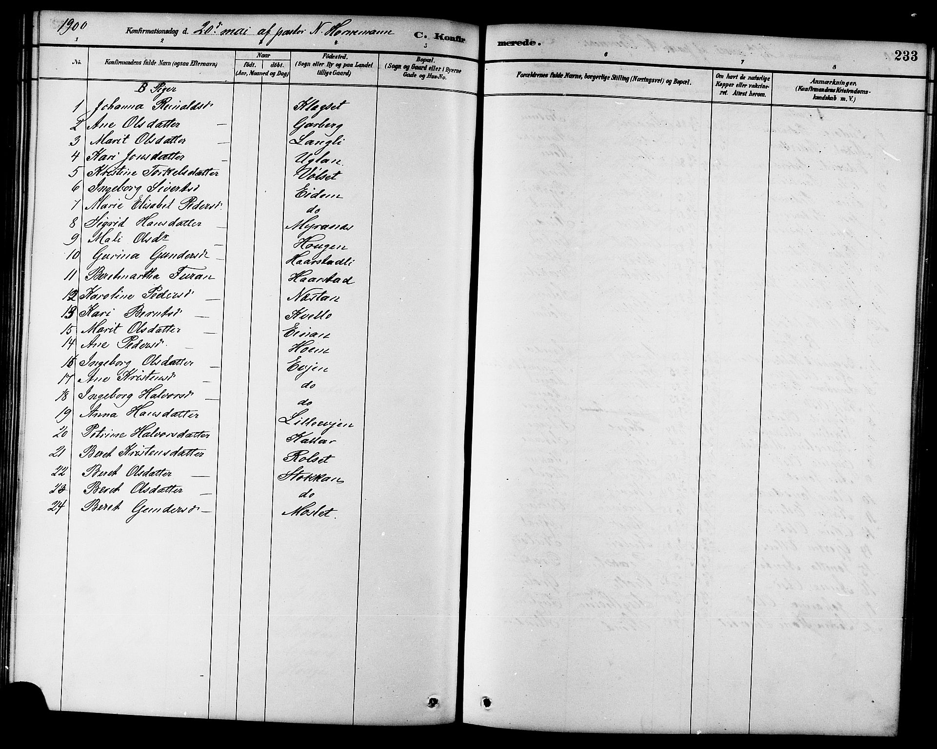 Ministerialprotokoller, klokkerbøker og fødselsregistre - Sør-Trøndelag, AV/SAT-A-1456/695/L1157: Parish register (copy) no. 695C08, 1889-1913, p. 233