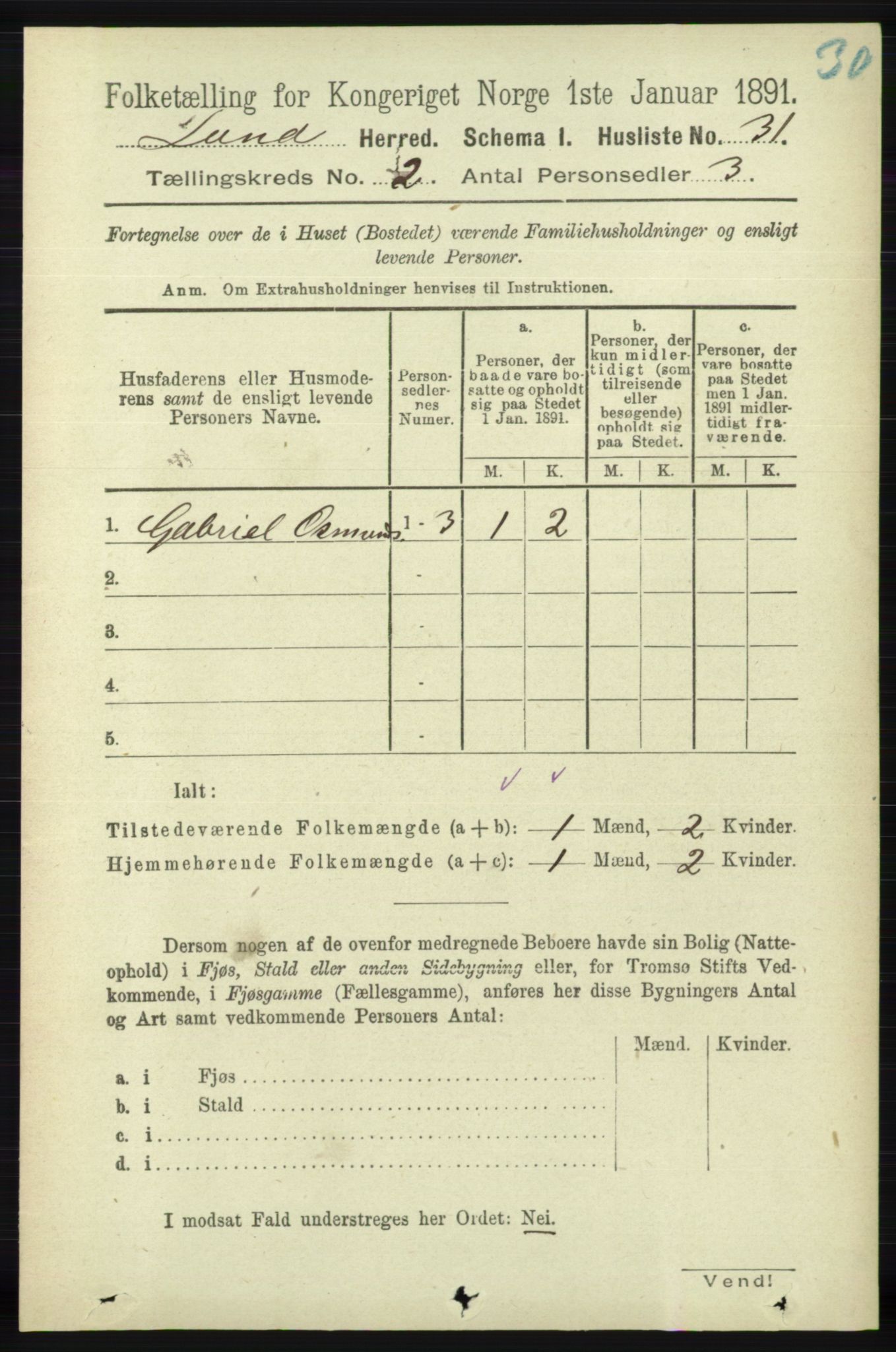 RA, 1891 census for 1112 Lund, 1891, p. 302