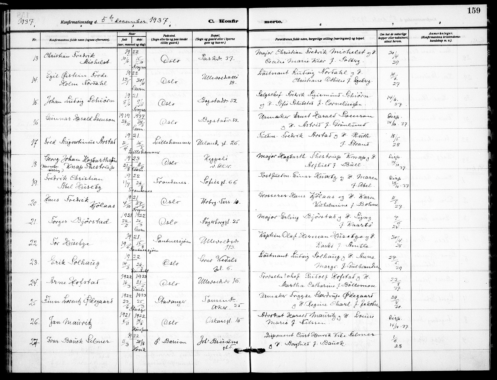 Garnisonsmenigheten Kirkebøker, AV/SAO-A-10846/F/Fa/L0017: Parish register (official) no. 17, 1926-1937, p. 159