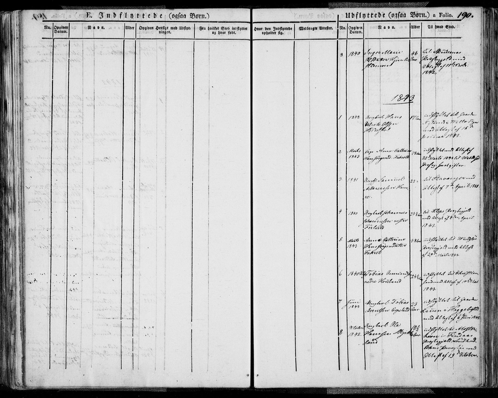 Kvinesdal sokneprestkontor, AV/SAK-1111-0026/F/Fa/Fab/L0004: Parish register (official) no. A 4, 1829-1843, p. 190