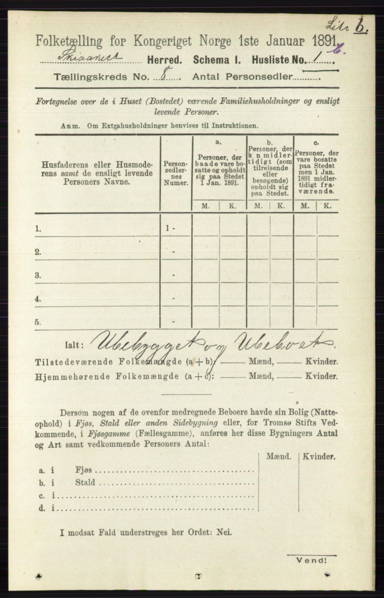 RA, 1891 census for 0513 Skjåk, 1891, p. 2603