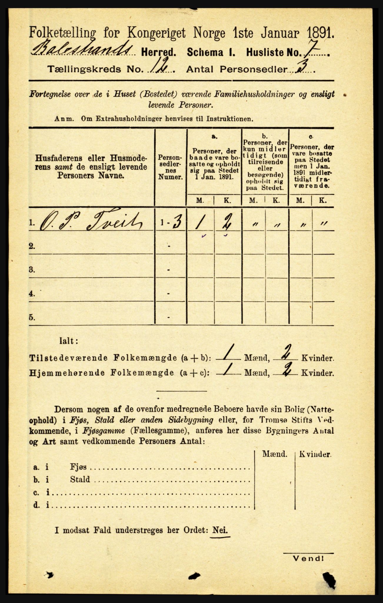 RA, 1891 census for 1418 Balestrand, 1891, p. 2779