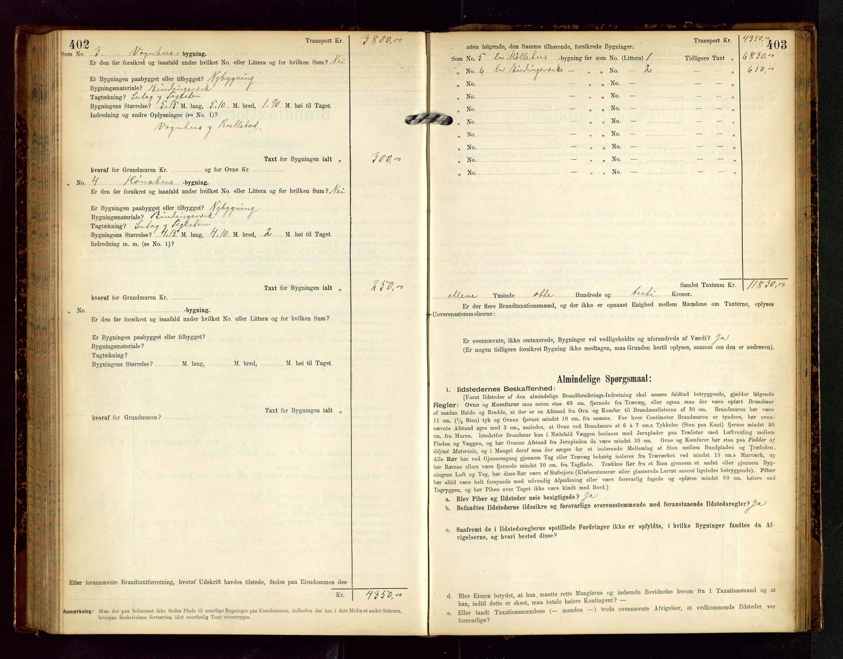 Håland lensmannskontor, SAST/A-100100/Gob/L0002: Branntakstprotokoll - skjematakst. Register i boken., 1902-1906, p. 402-403