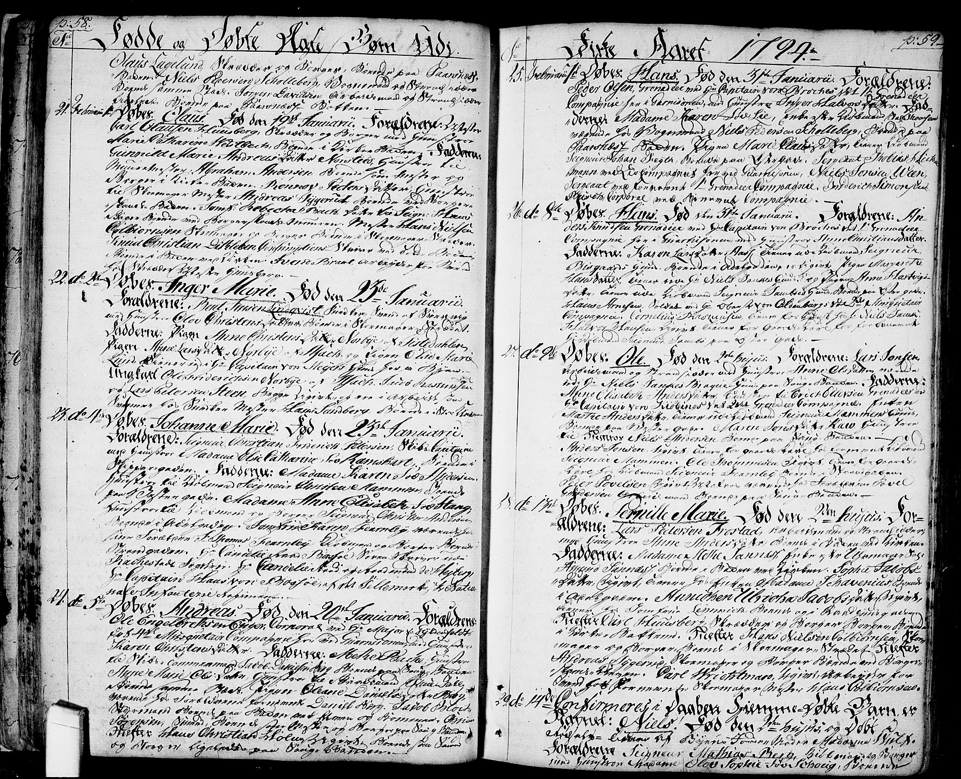Halden prestekontor Kirkebøker, SAO/A-10909/F/Fa/L0002: Parish register (official) no. I 2, 1792-1812, p. 58-59