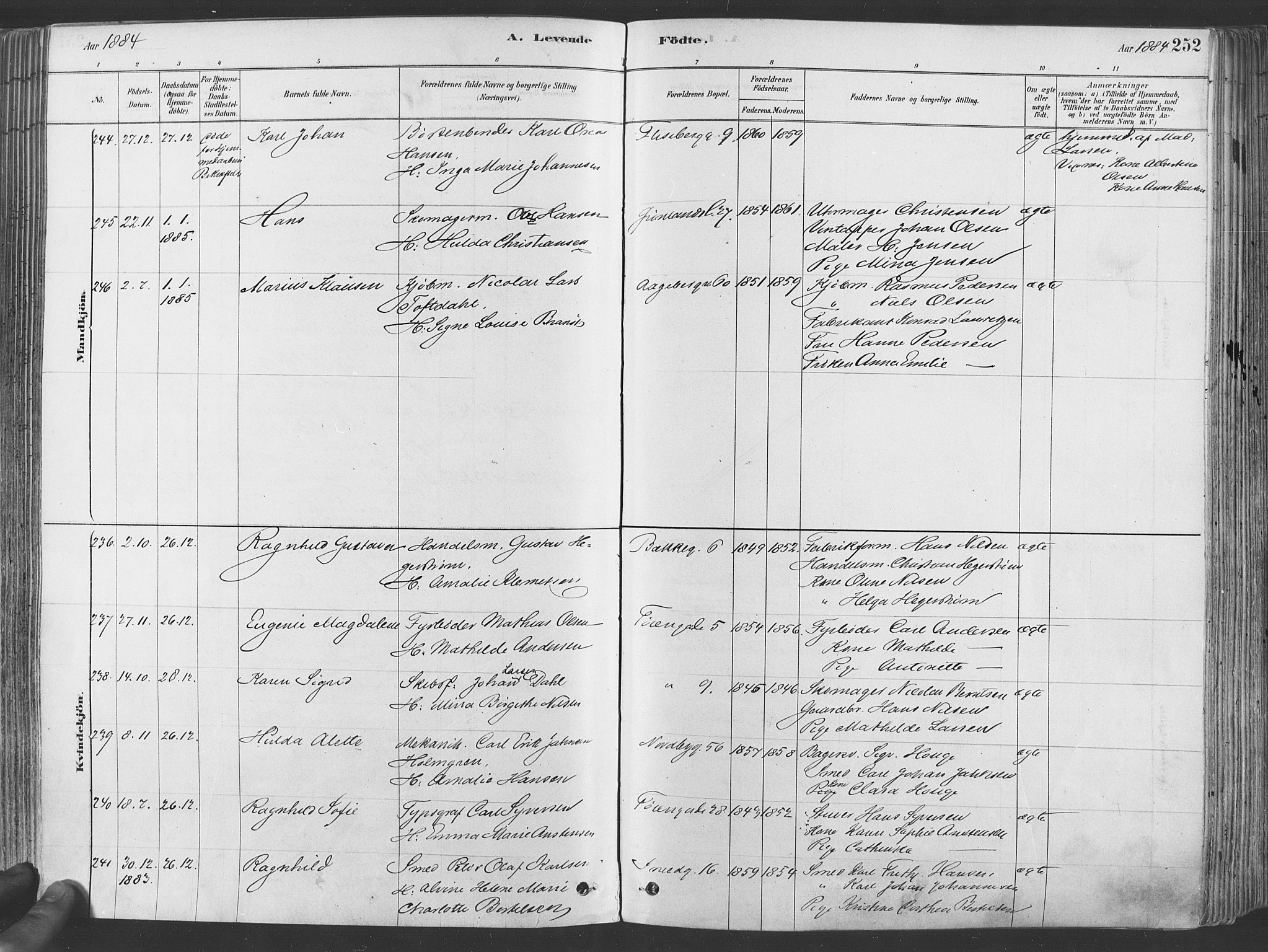 Grønland prestekontor Kirkebøker, AV/SAO-A-10848/F/Fa/L0007: Parish register (official) no. 7, 1878-1888, p. 252