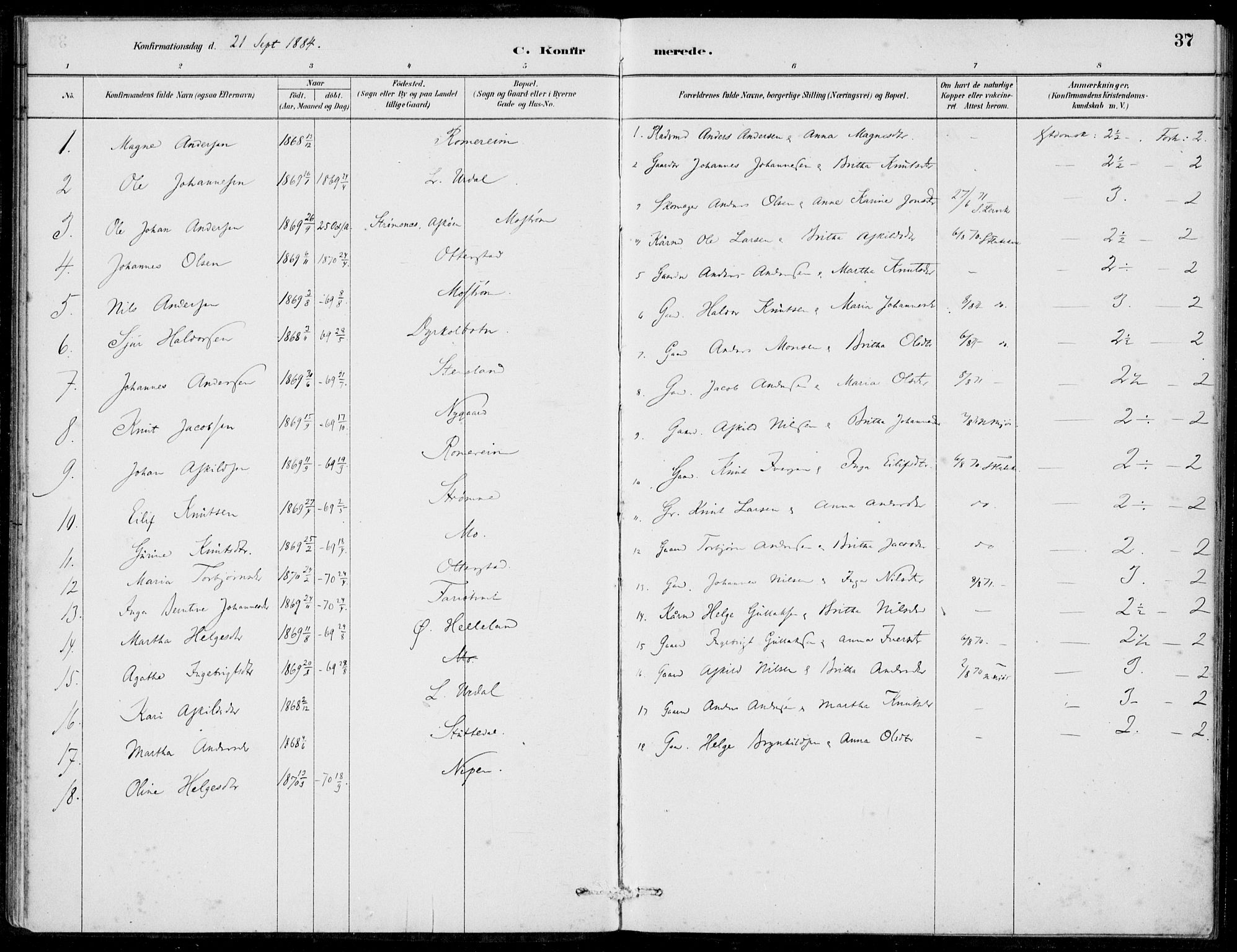 Hosanger sokneprestembete, SAB/A-75801/H/Haa: Parish register (official) no. C  1, 1880-1900, p. 37