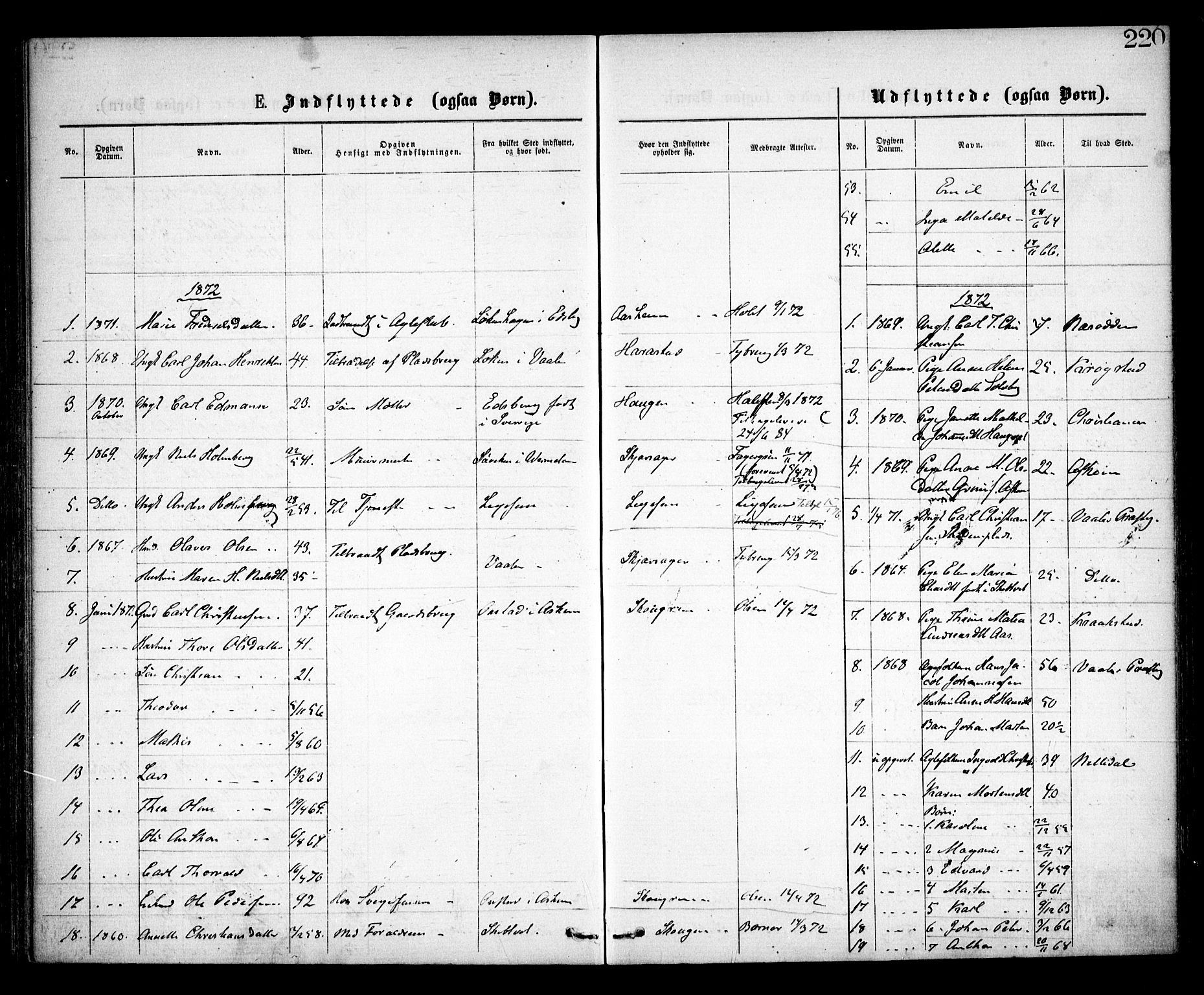Spydeberg prestekontor Kirkebøker, SAO/A-10924/F/Fa/L0006: Parish register (official) no. I 6, 1863-1874, p. 220