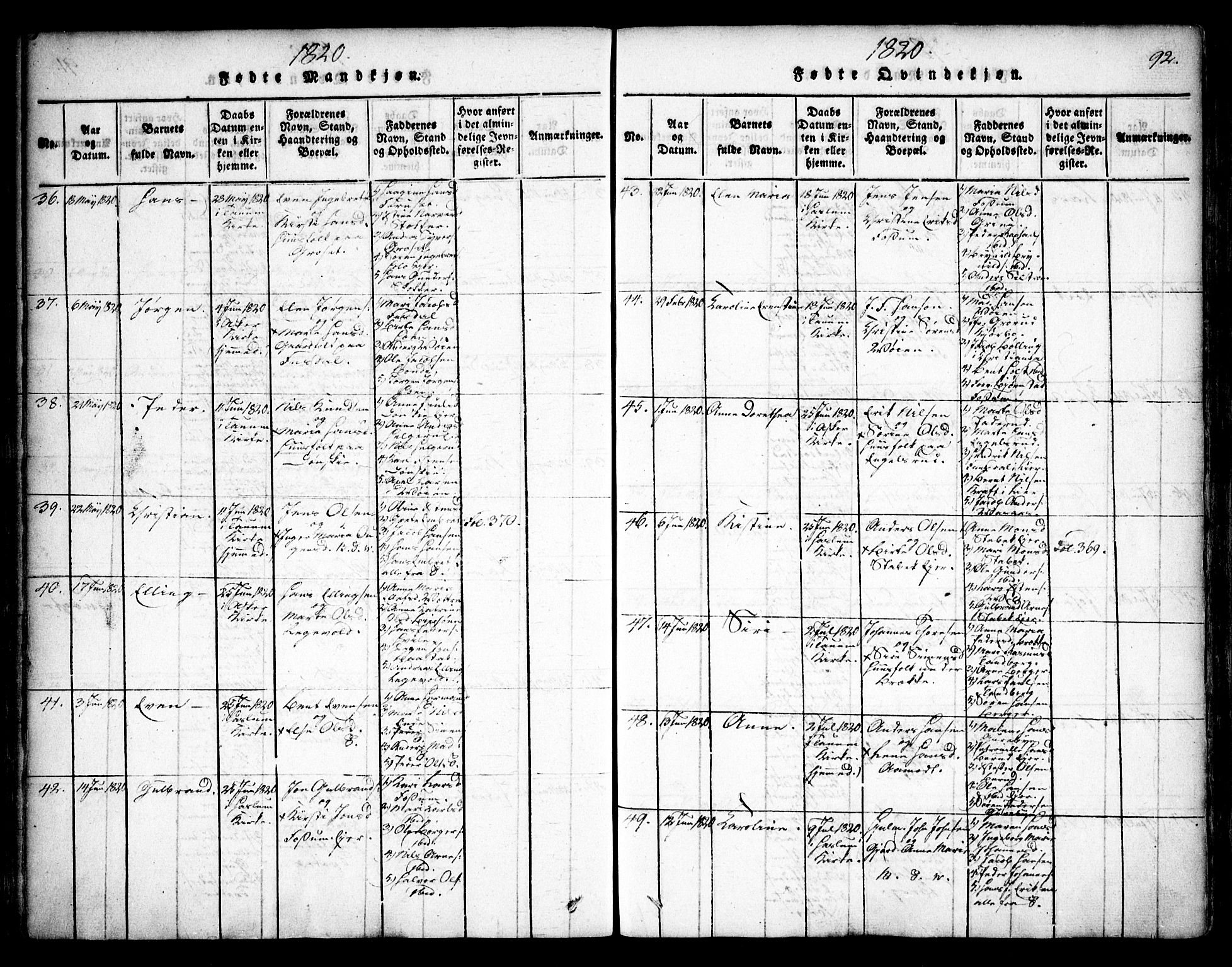 Asker prestekontor Kirkebøker, AV/SAO-A-10256a/F/Fa/L0006: Parish register (official) no. I 6, 1814-1824, p. 92