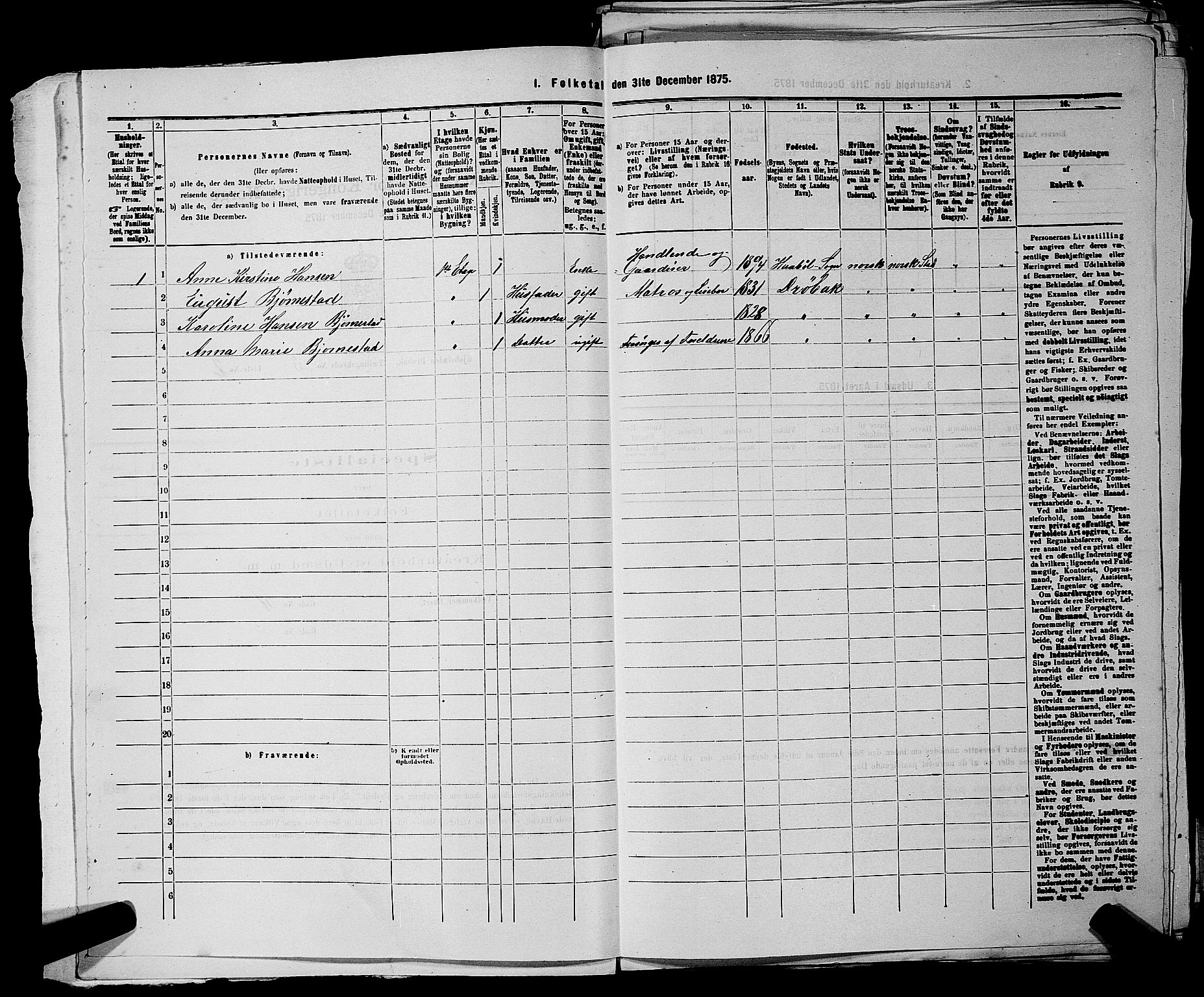 RA, 1875 census for 0203B Drøbak/Drøbak, 1875, p. 216