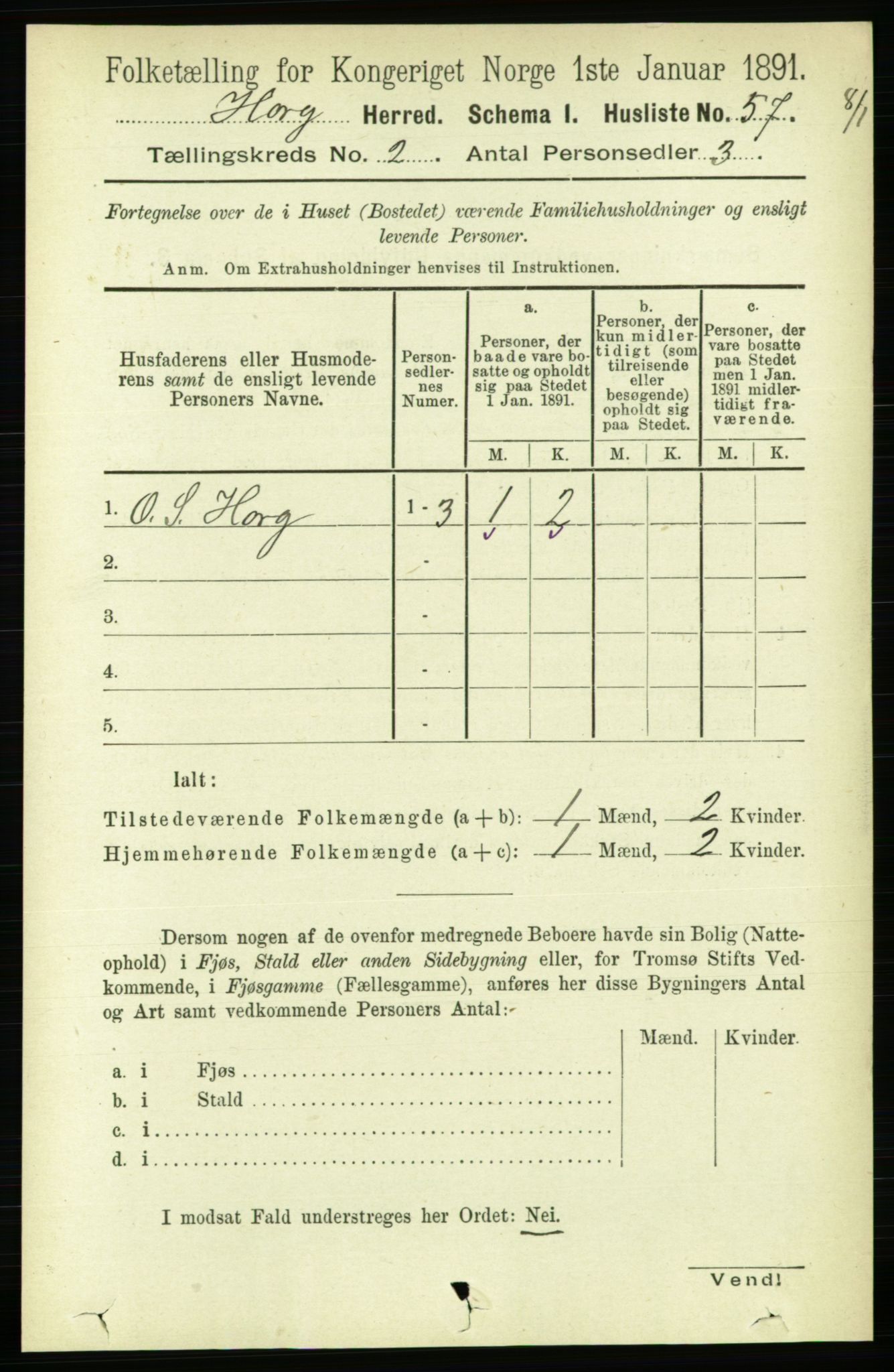 RA, 1891 census for 1650 Horg, 1891, p. 649