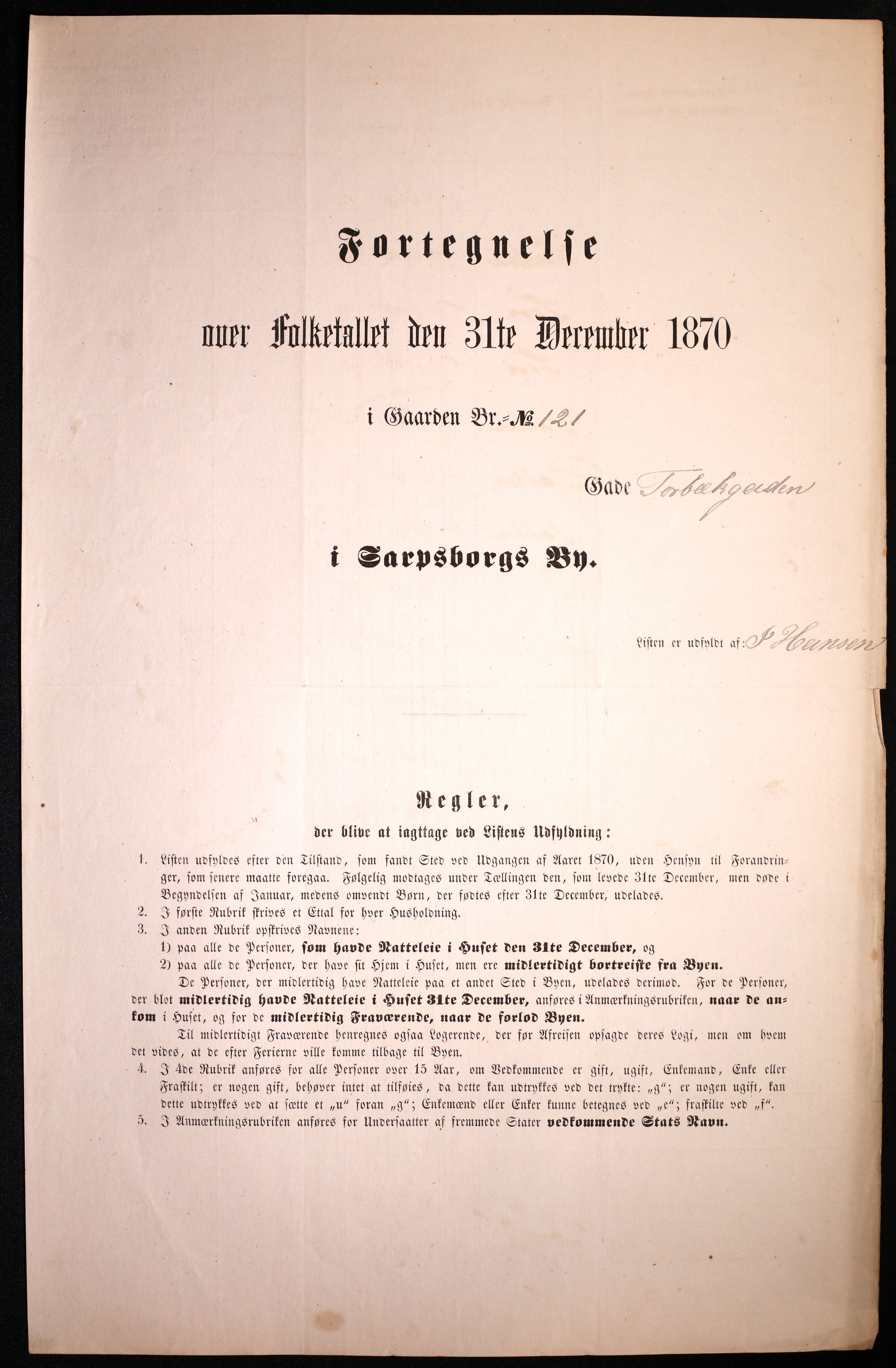 RA, 1870 census for 0102 Sarpsborg, 1870, p. 509