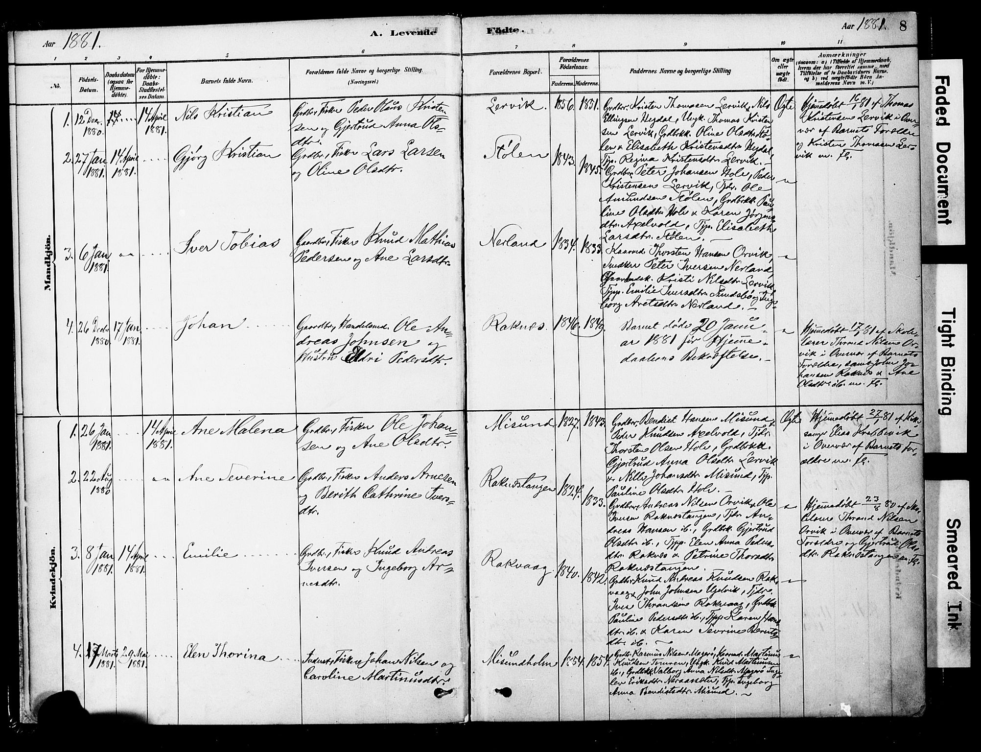 Ministerialprotokoller, klokkerbøker og fødselsregistre - Møre og Romsdal, SAT/A-1454/563/L0736: Parish register (official) no. 563A01, 1878-1903, p. 8