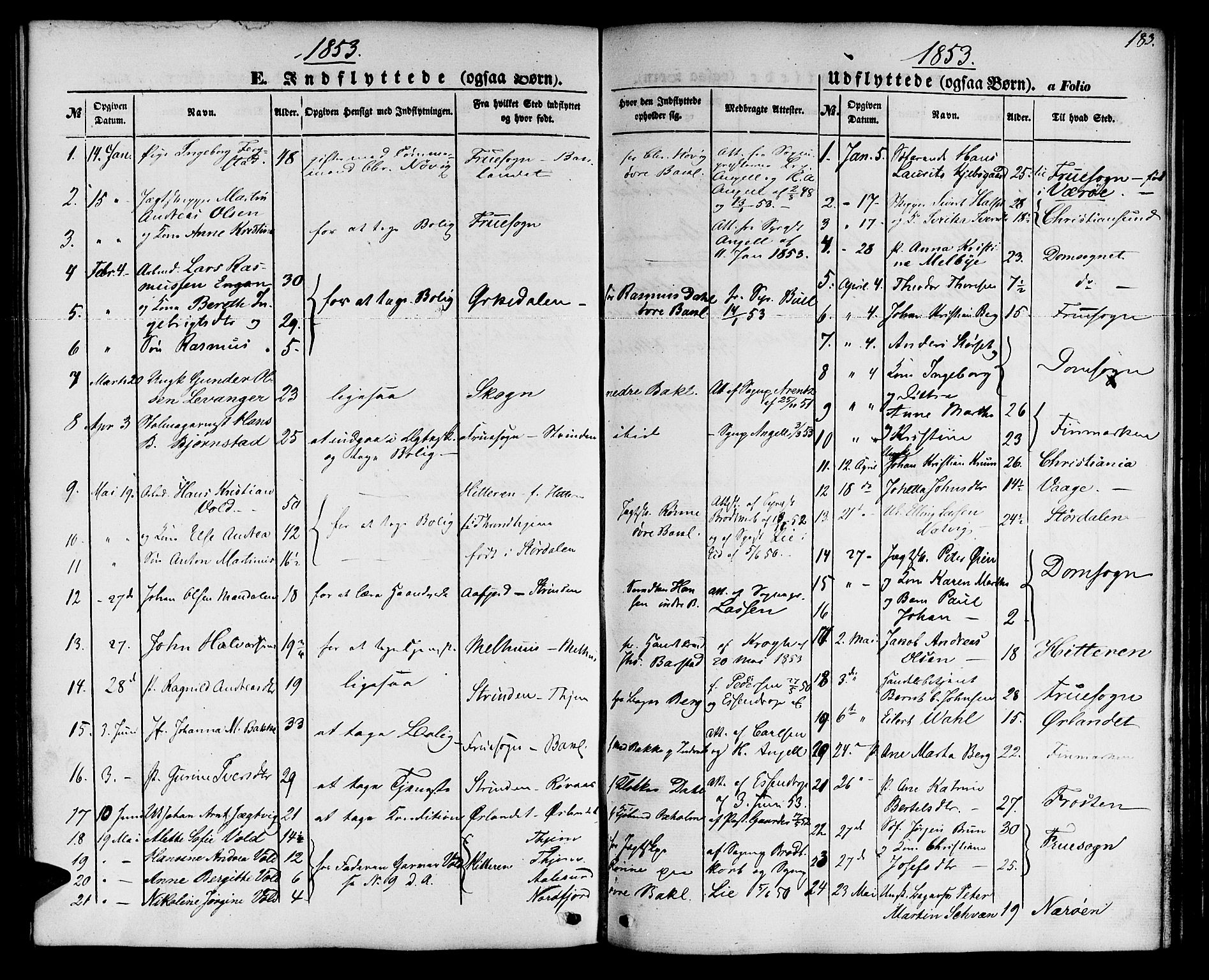 Ministerialprotokoller, klokkerbøker og fødselsregistre - Sør-Trøndelag, SAT/A-1456/604/L0184: Parish register (official) no. 604A05, 1851-1860, p. 183