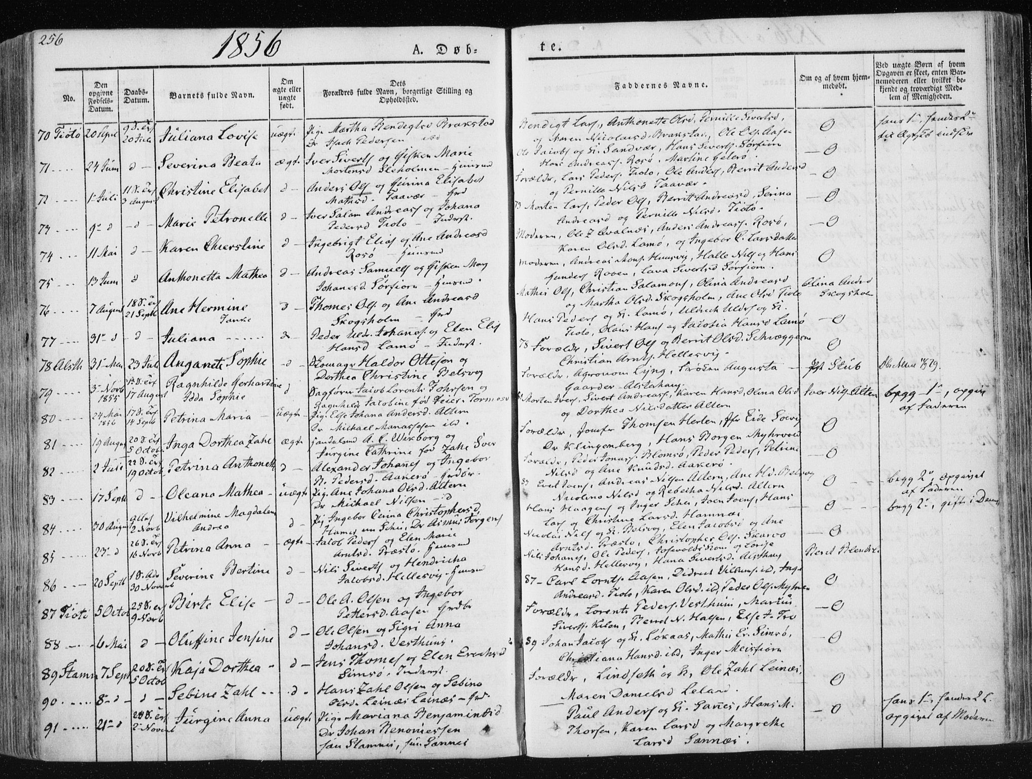 Ministerialprotokoller, klokkerbøker og fødselsregistre - Nordland, AV/SAT-A-1459/830/L0446: Parish register (official) no. 830A10, 1831-1865, p. 256
