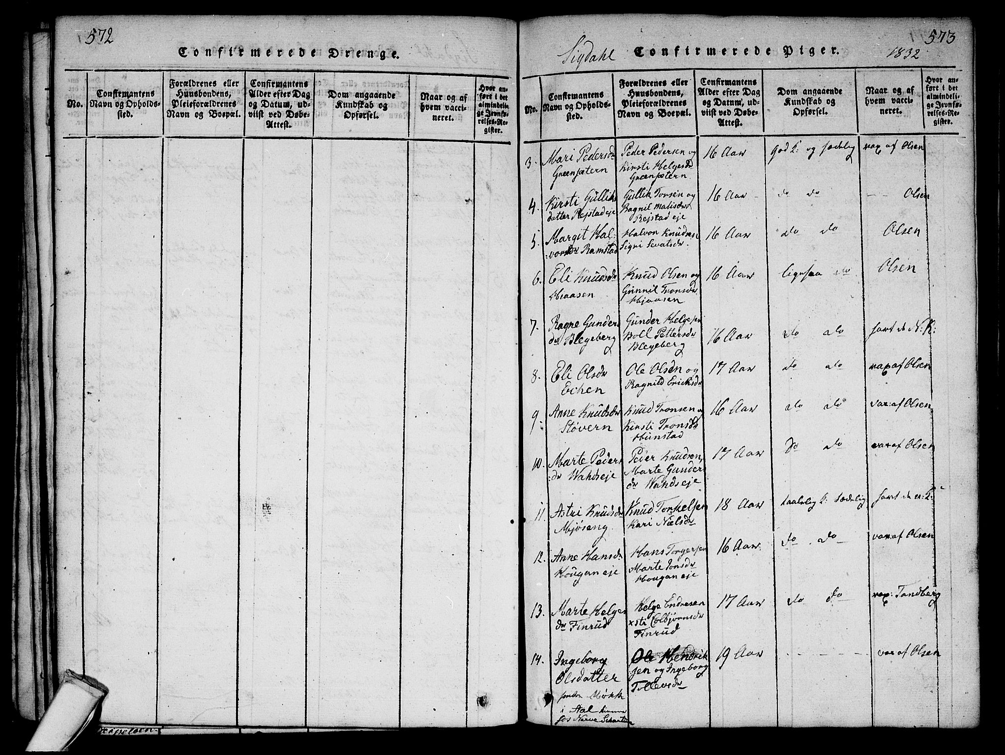 Sigdal kirkebøker, AV/SAKO-A-245/G/Ga/L0001: Parish register (copy) no. I 1 /1, 1816-1835, p. 572-573