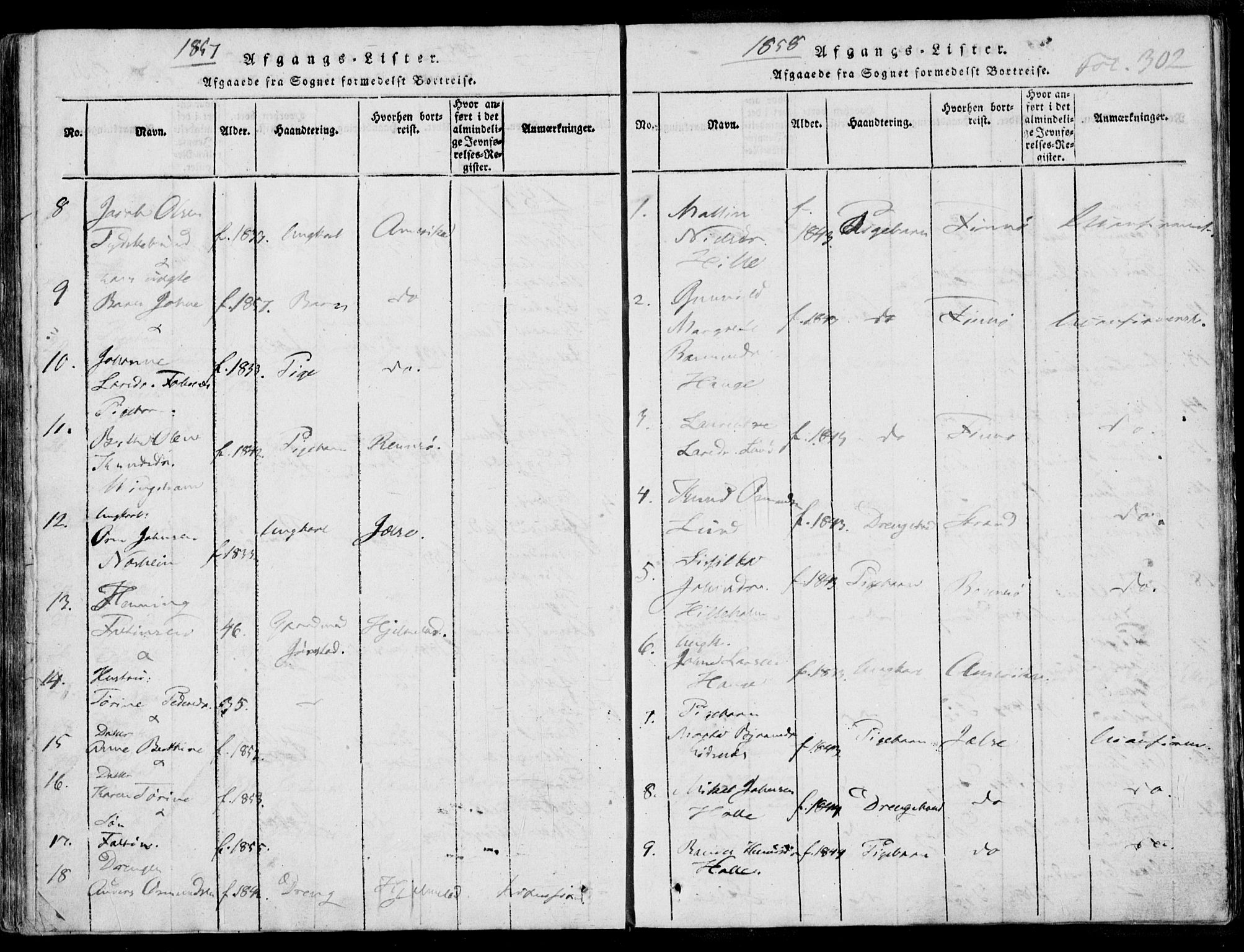 Nedstrand sokneprestkontor, AV/SAST-A-101841/01/IV: Parish register (official) no. A 7, 1816-1870, p. 302