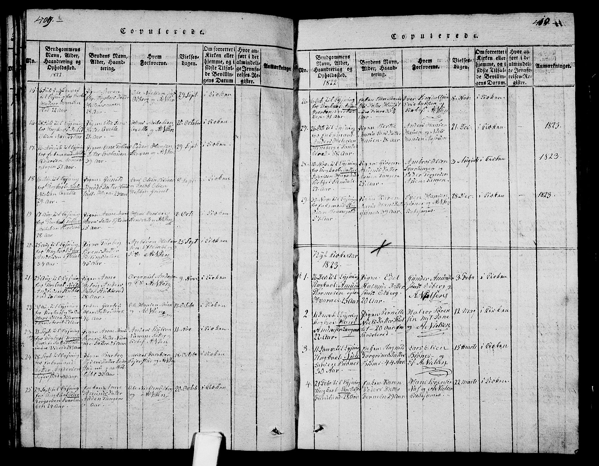 Hedrum kirkebøker, SAKO/A-344/G/Ga/L0003: Parish register (copy) no. I 3, 1817-1835, p. 409-410