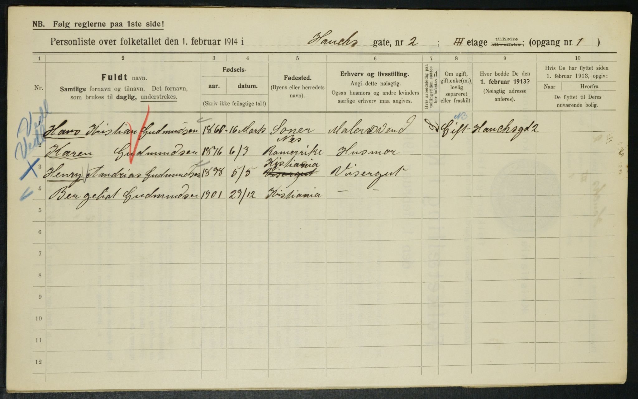 OBA, Municipal Census 1914 for Kristiania, 1914, p. 35118