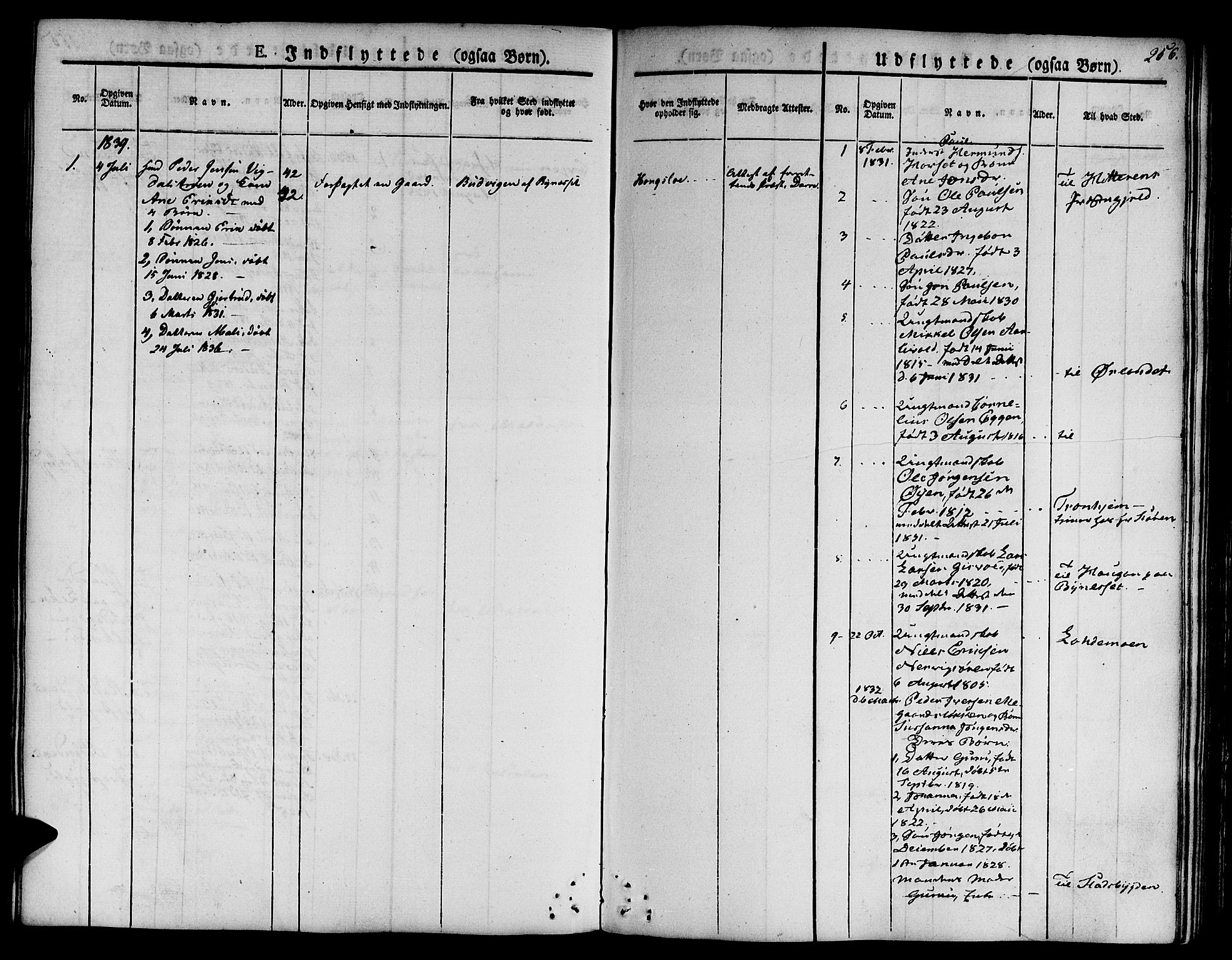 Ministerialprotokoller, klokkerbøker og fødselsregistre - Sør-Trøndelag, SAT/A-1456/668/L0804: Parish register (official) no. 668A04, 1826-1839, p. 256