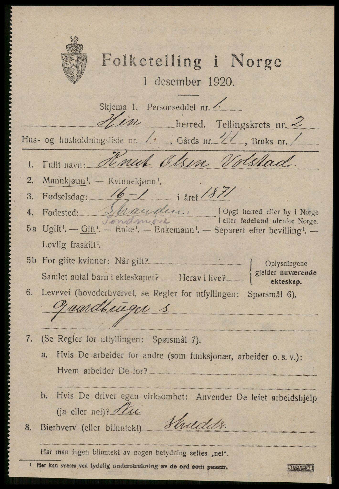 SAT, 1920 census for Hen, 1920, p. 978