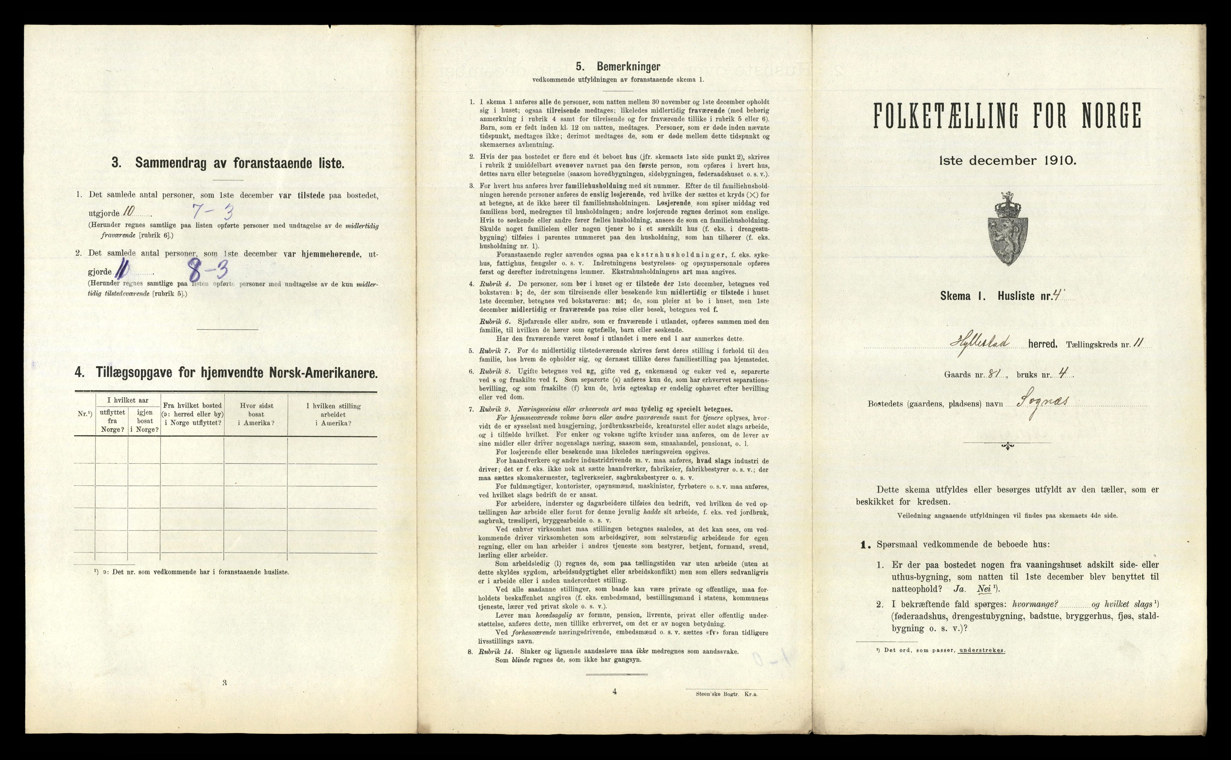 RA, 1910 census for Hyllestad, 1910, p. 681