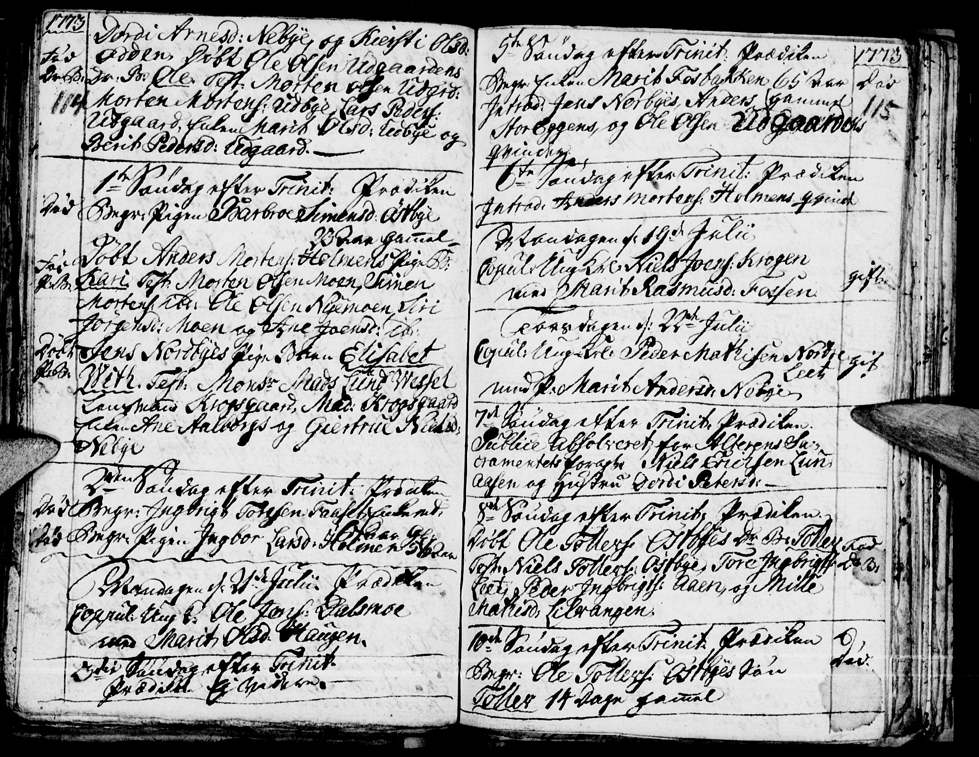 Tynset prestekontor, SAH/PREST-058/H/Ha/Haa/L0008: Parish register (official) no. 8, 1767-1778, p. 114-115