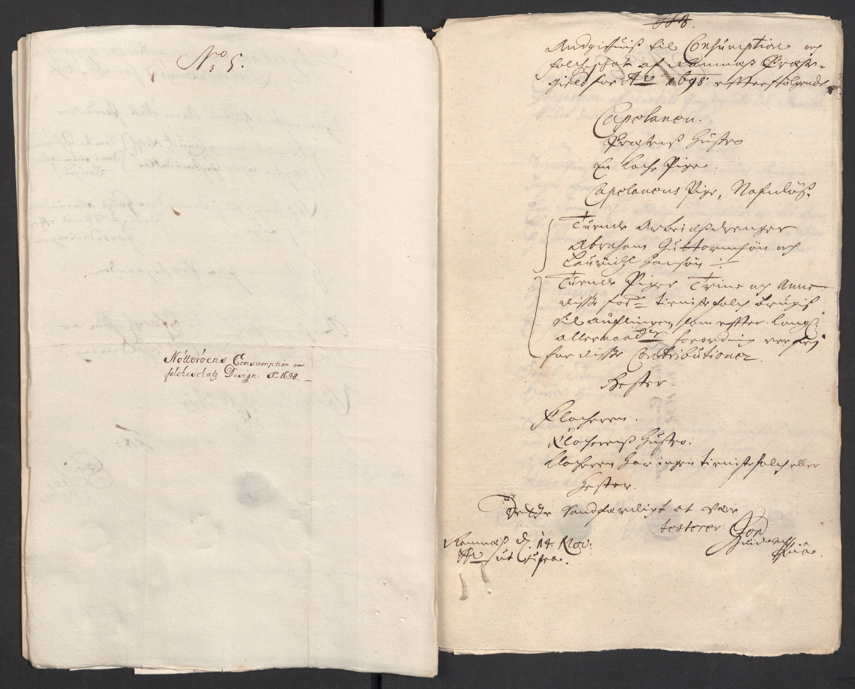 Rentekammeret inntil 1814, Reviderte regnskaper, Fogderegnskap, RA/EA-4092/R32/L1868: Fogderegnskap Jarlsberg grevskap, 1697-1699, p. 156